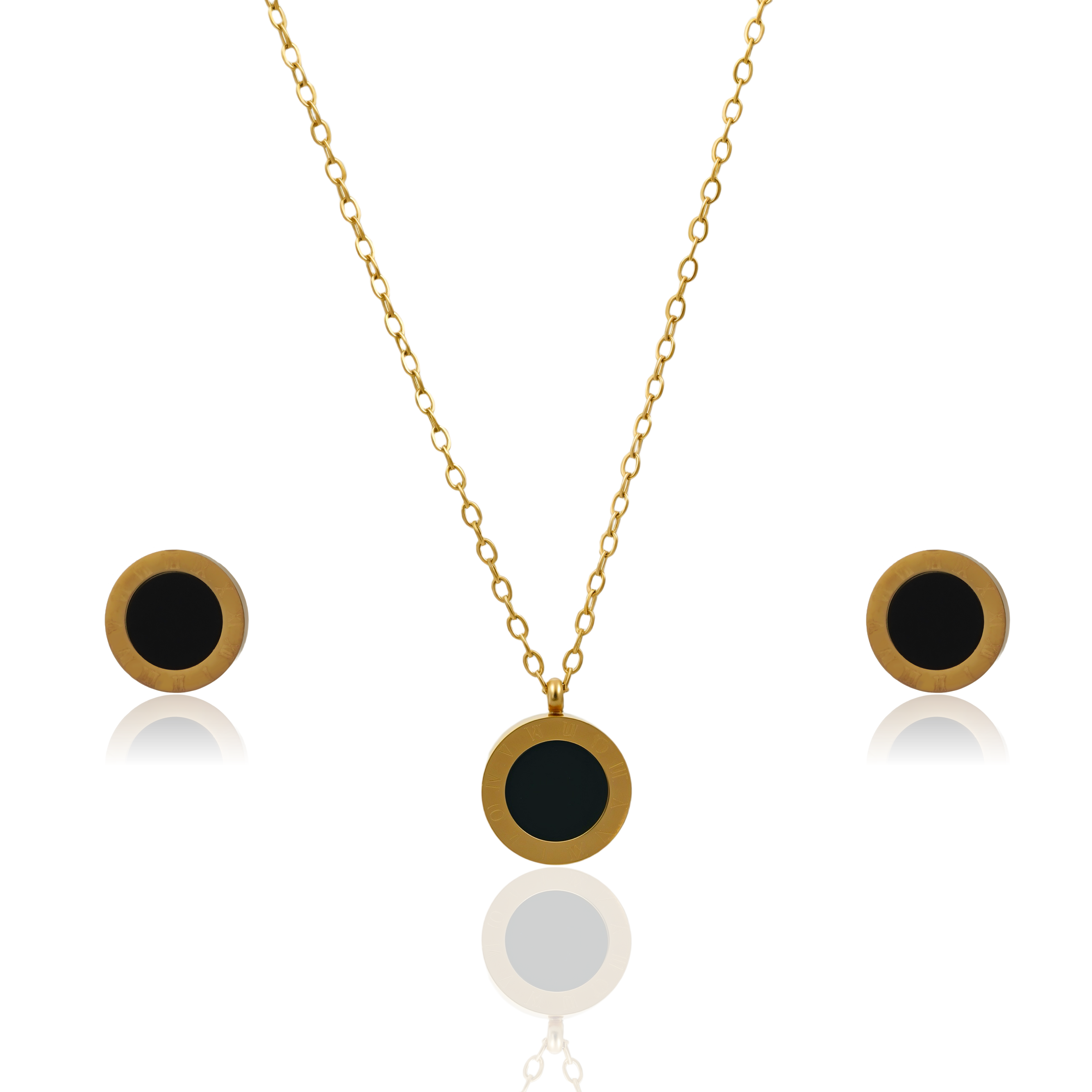 Black & Gold Circular Pendant Set
