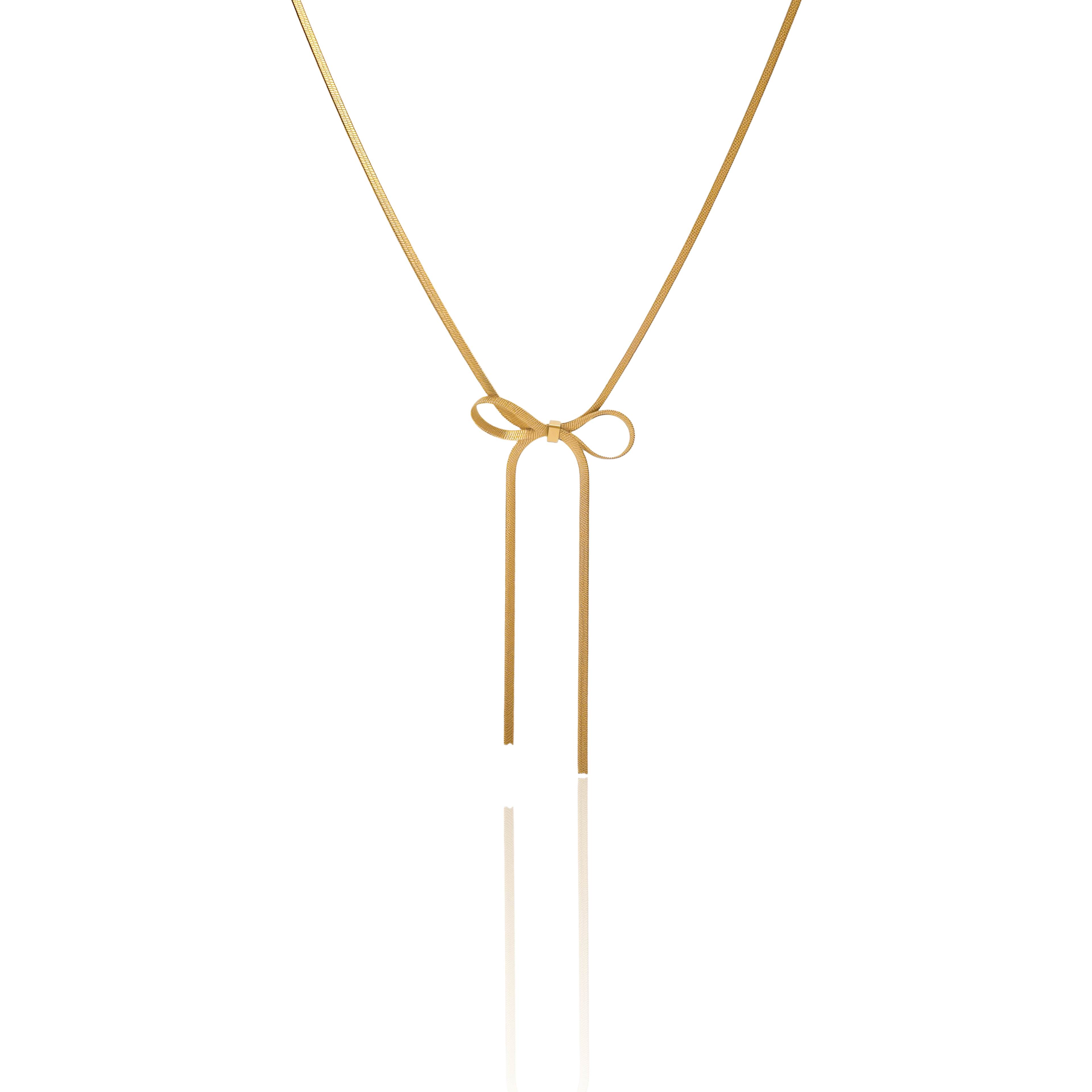Elegant Bow Gold Pendant Necklace