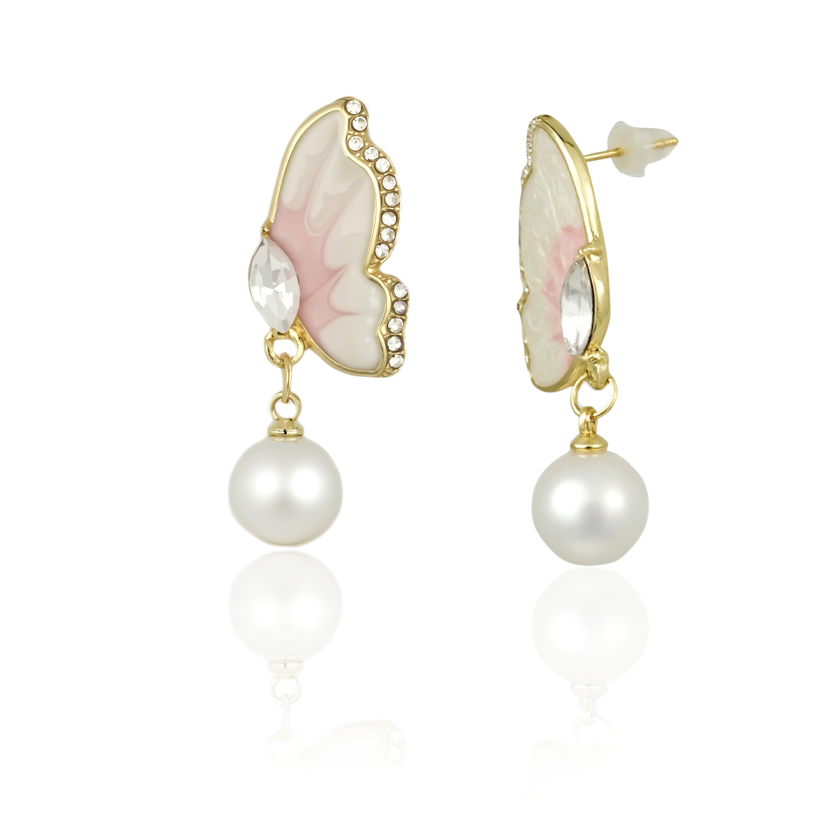 Butterfly Pearl Drop Earrings