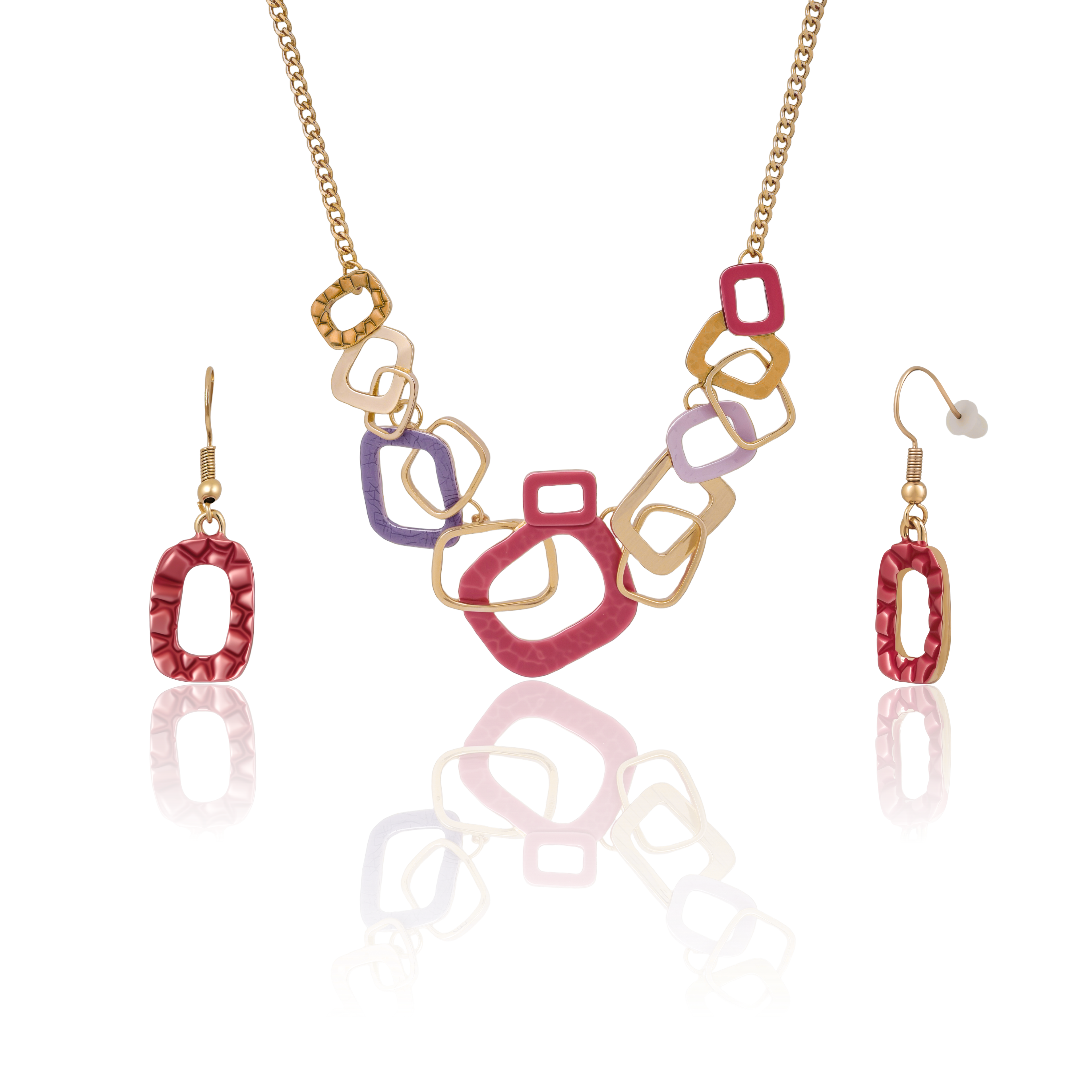 Colorful Vibrant Geometric Necklace & Earrings Set