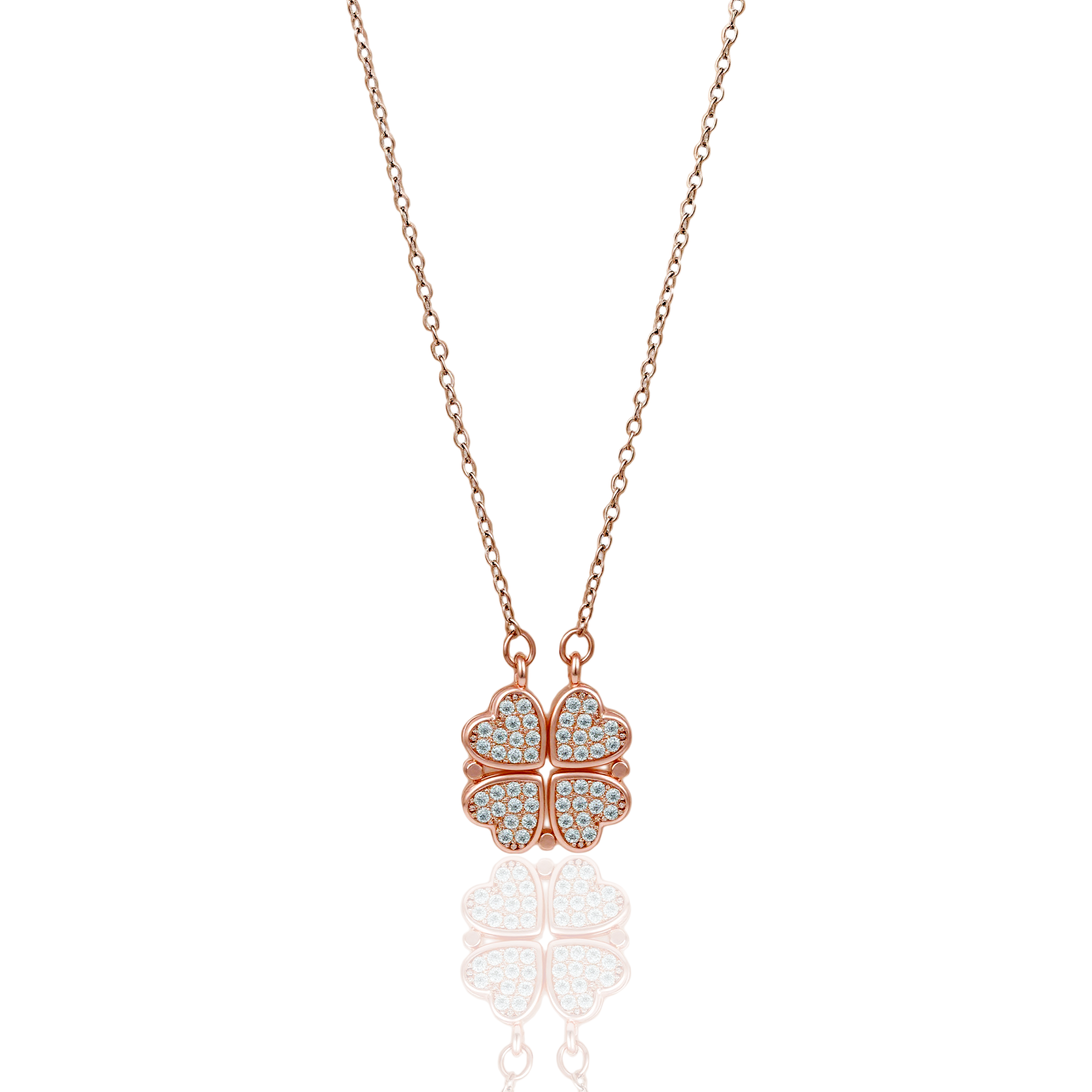 Rose Gold Four-Leaf Clover Pendant Necklace