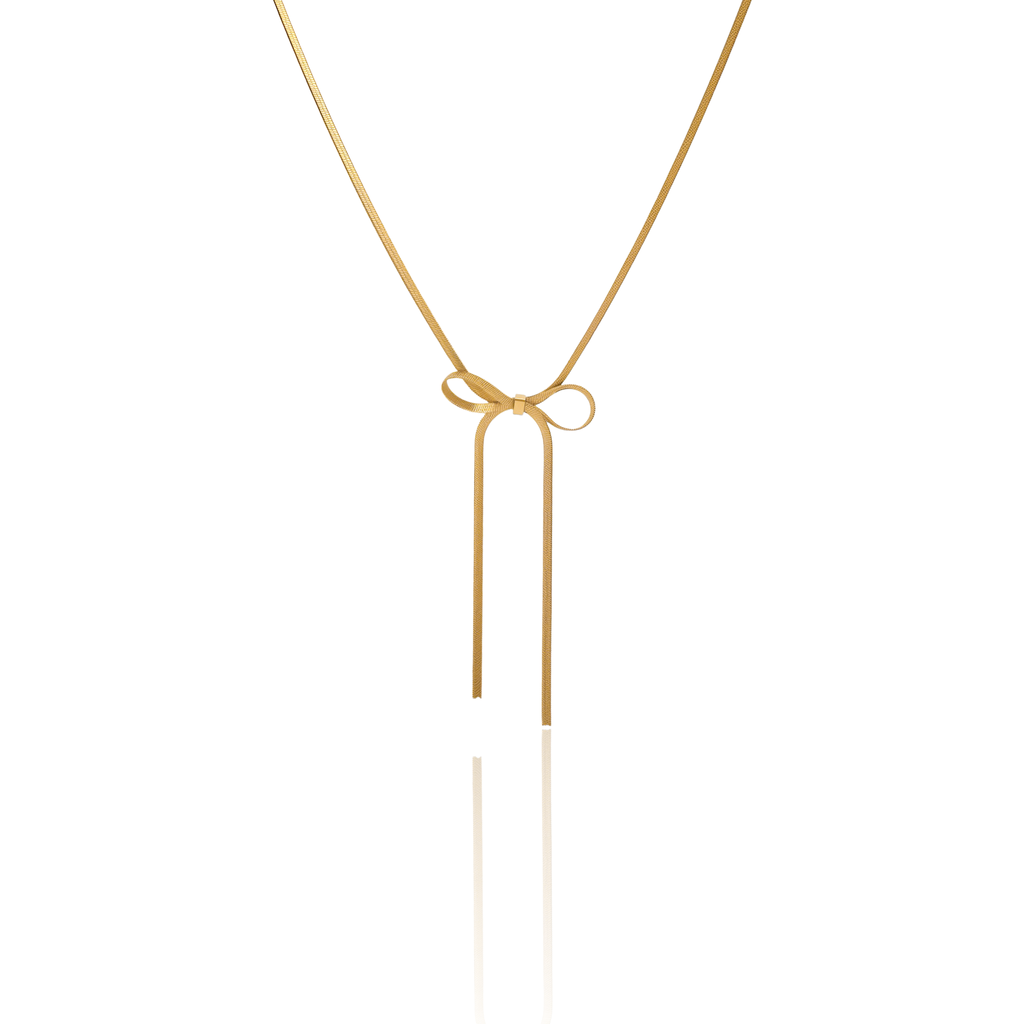 Elegant Bow Gold Pendant Necklace