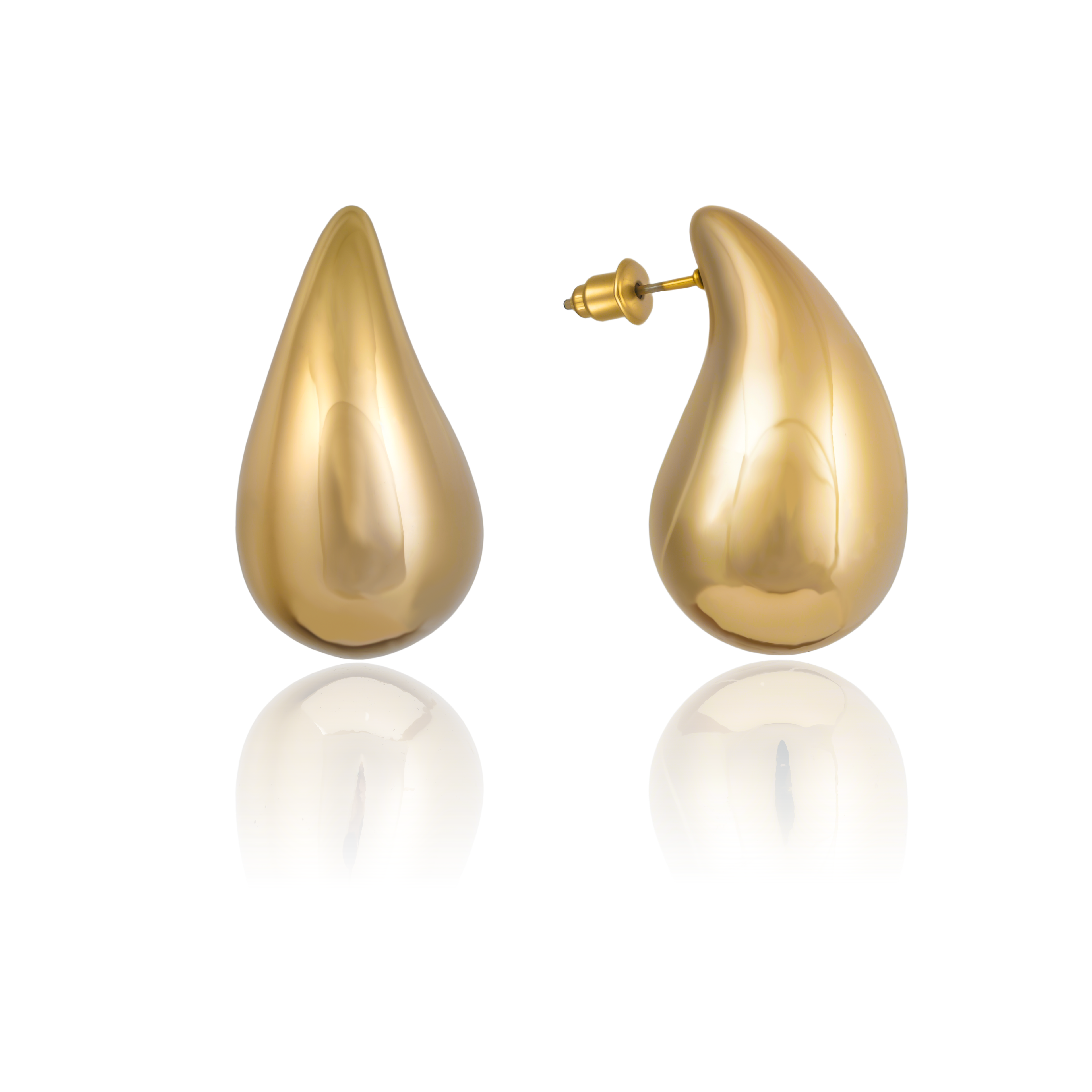 Lustrous Teardrop Gold Plated Studs