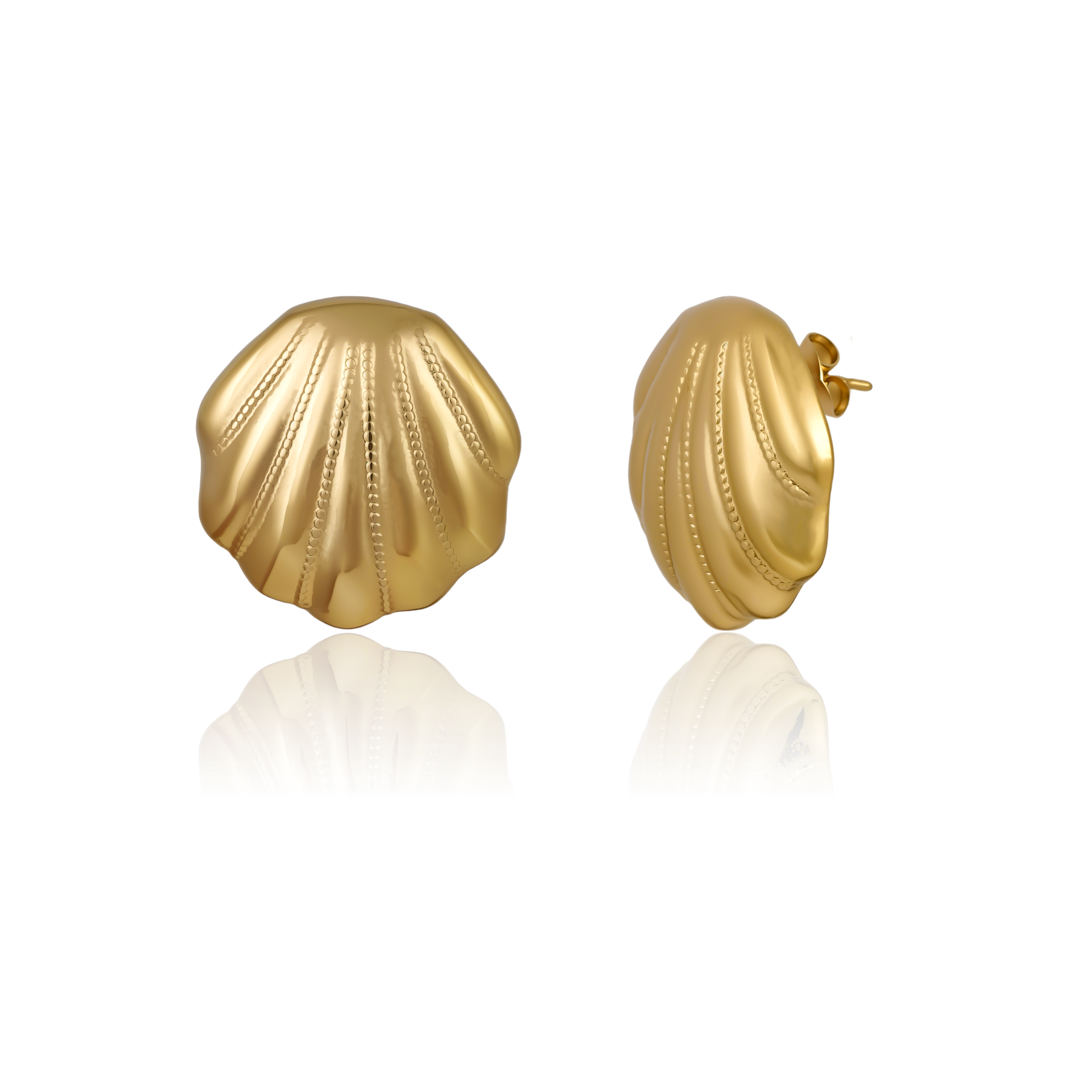 Seaside Glow Gold Plated Shell Studs Earings