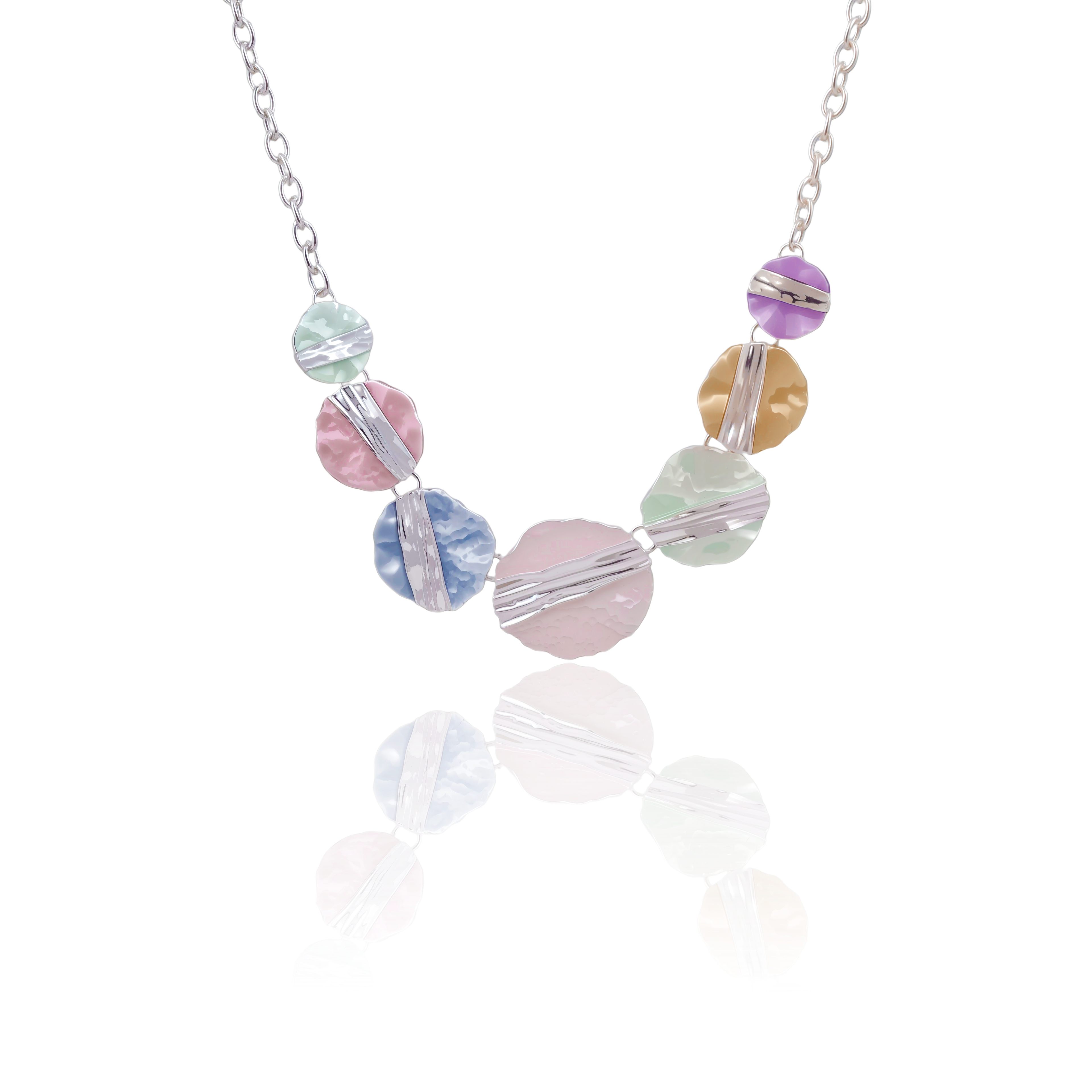 Artistic Textured Disc Necklace with Matching Stud Earrings