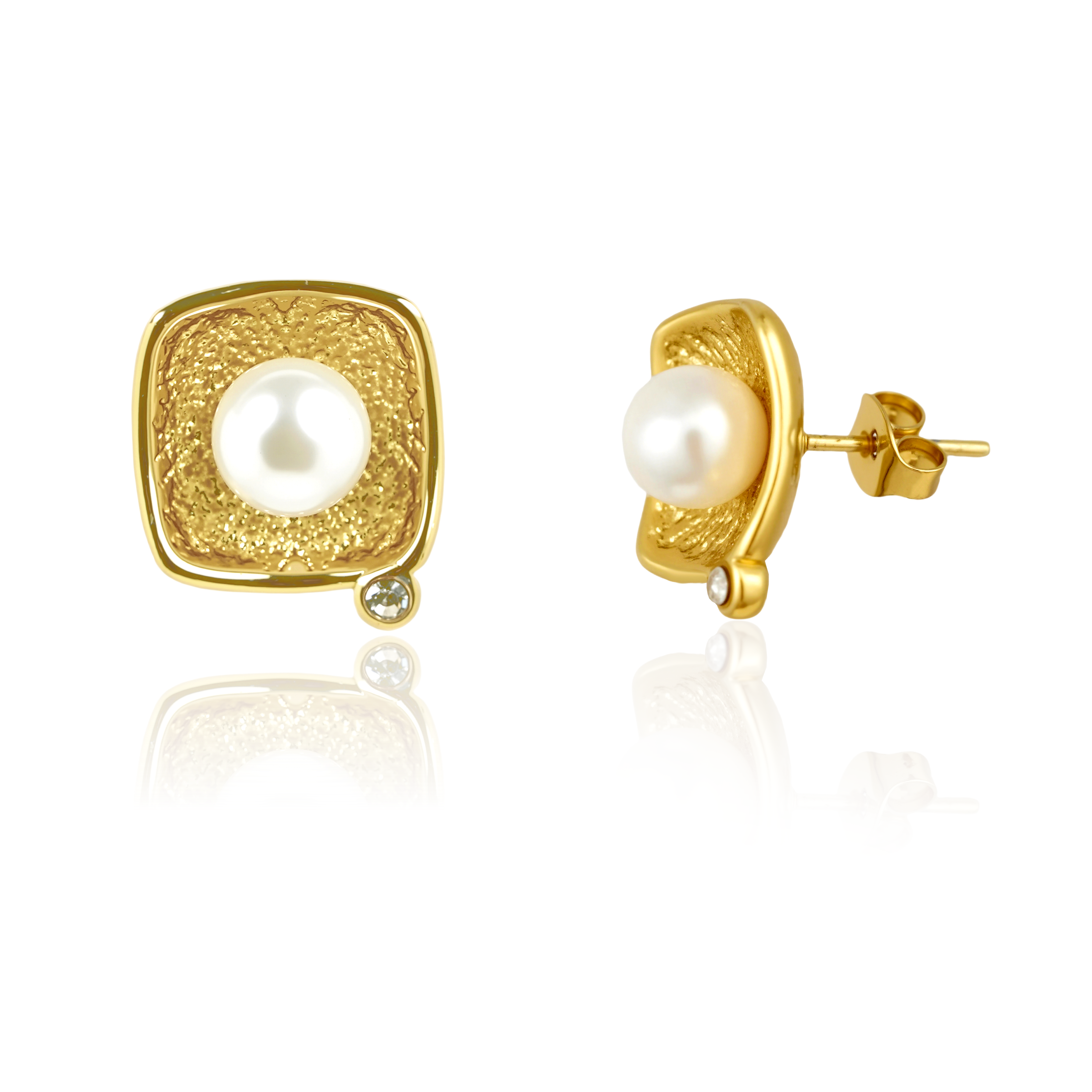 Faux Pearl Square Earings