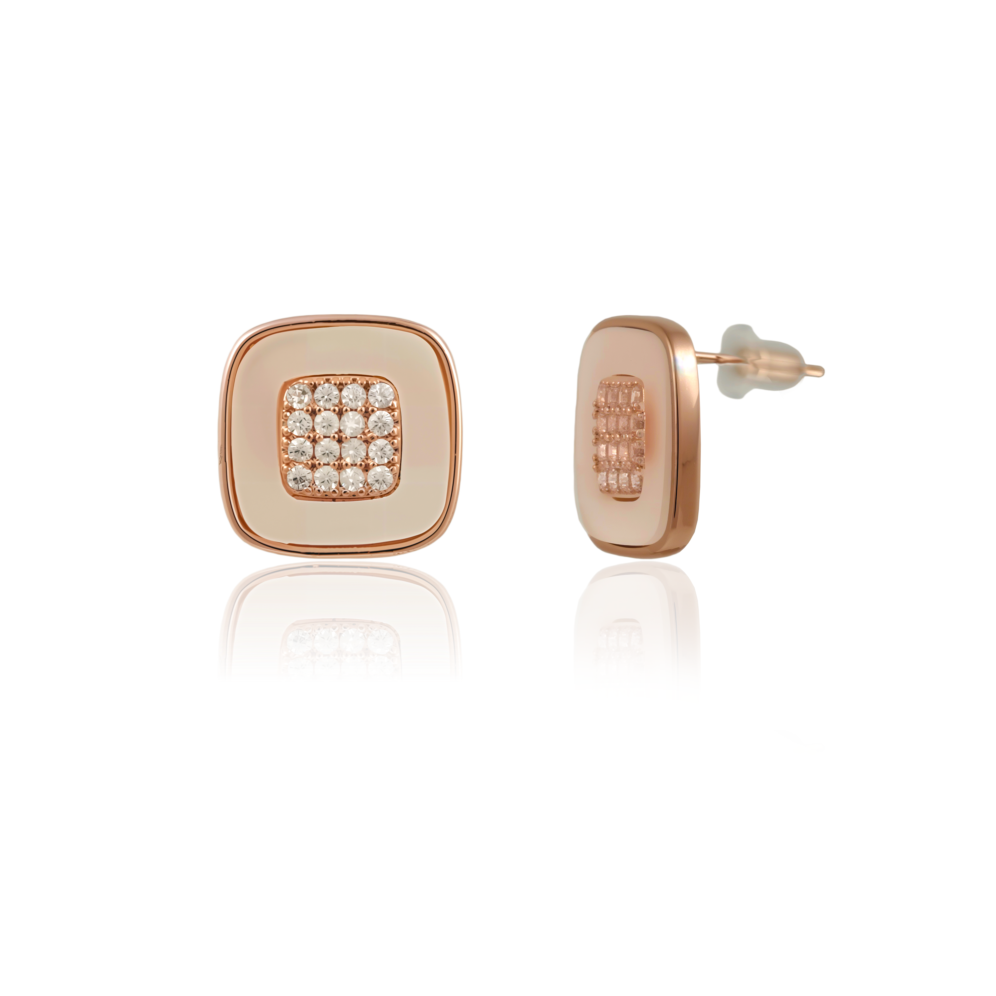 Rose Gold Plated Square Earrings