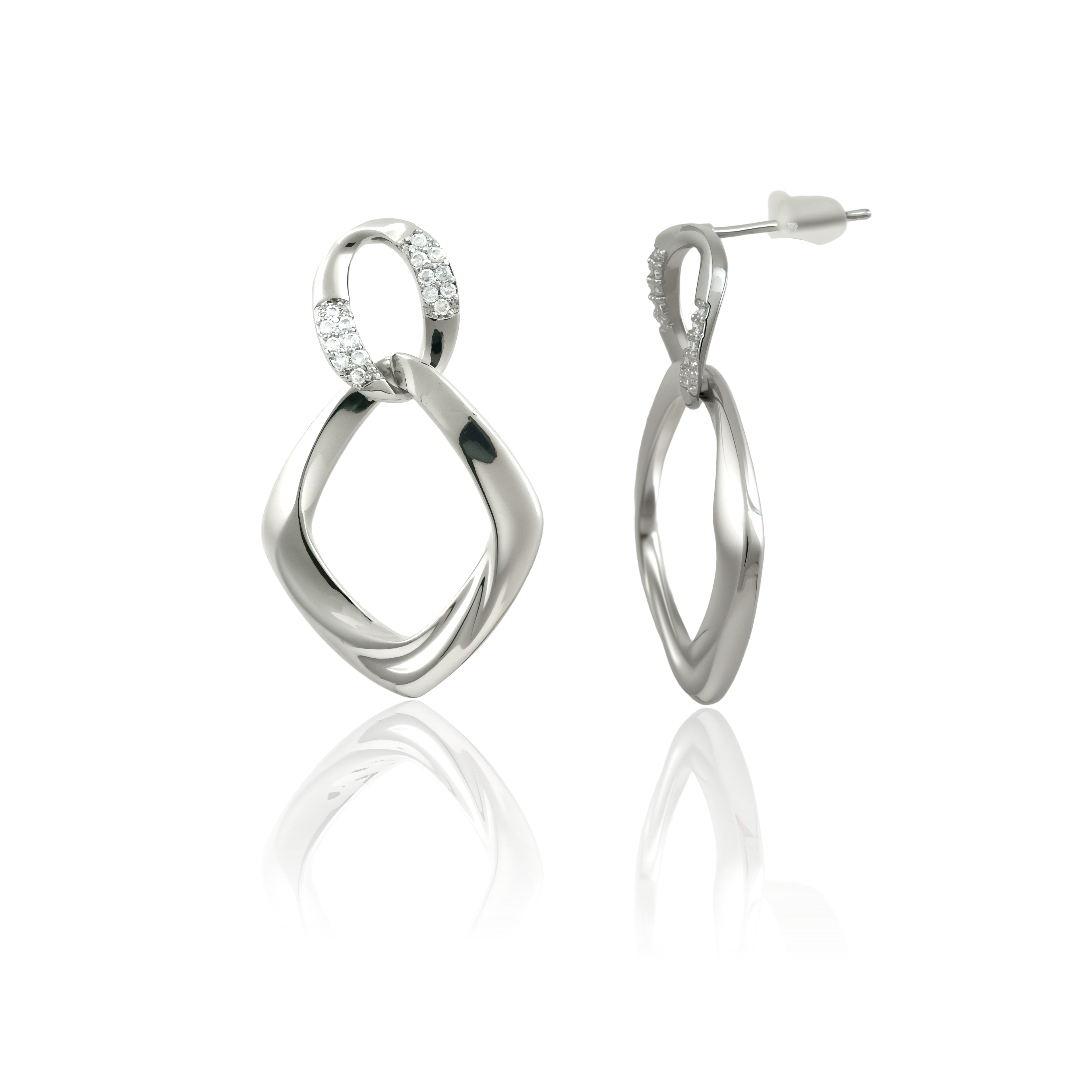 Silver Plated Square Drop Earrings