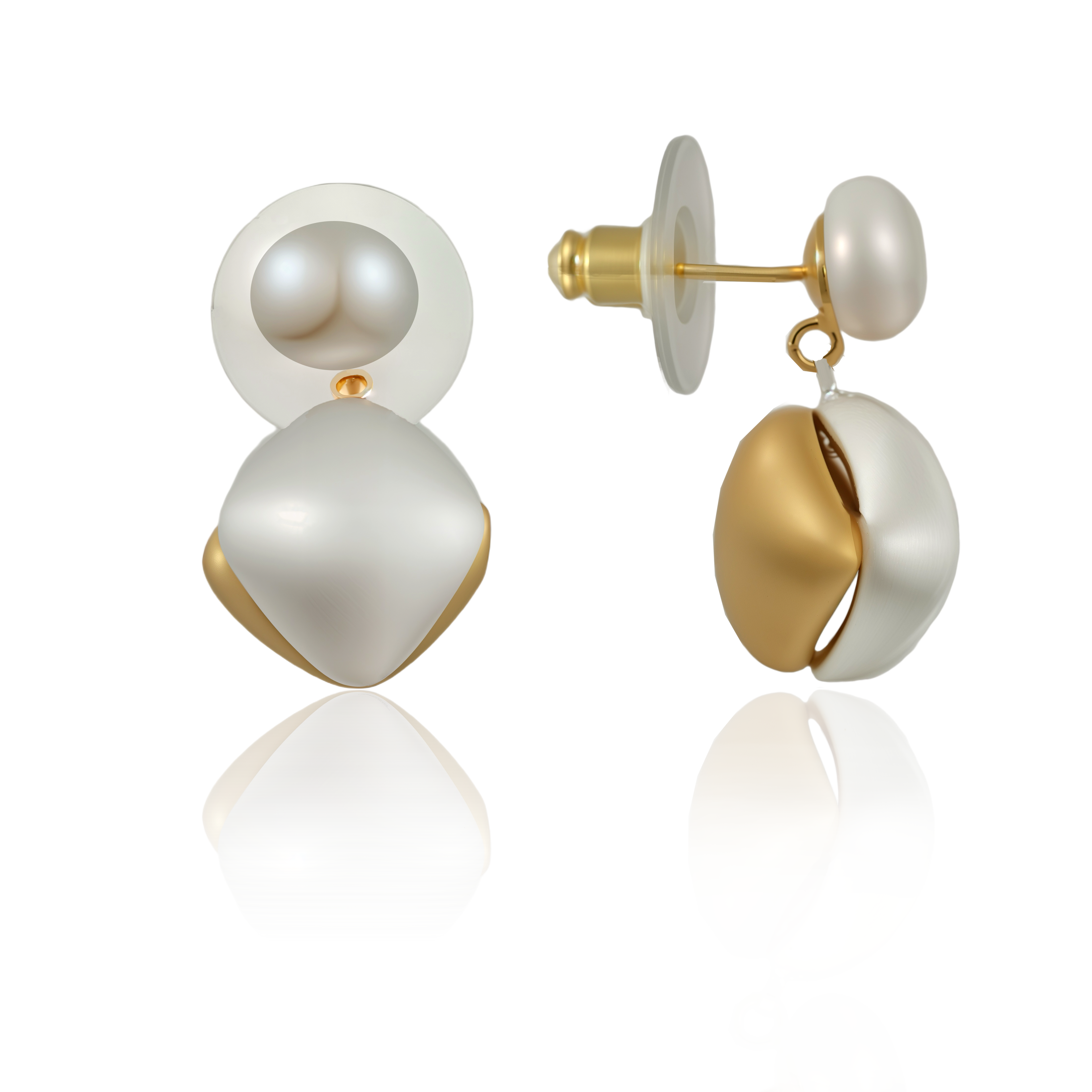 Dual Pearl Drop Earrings
