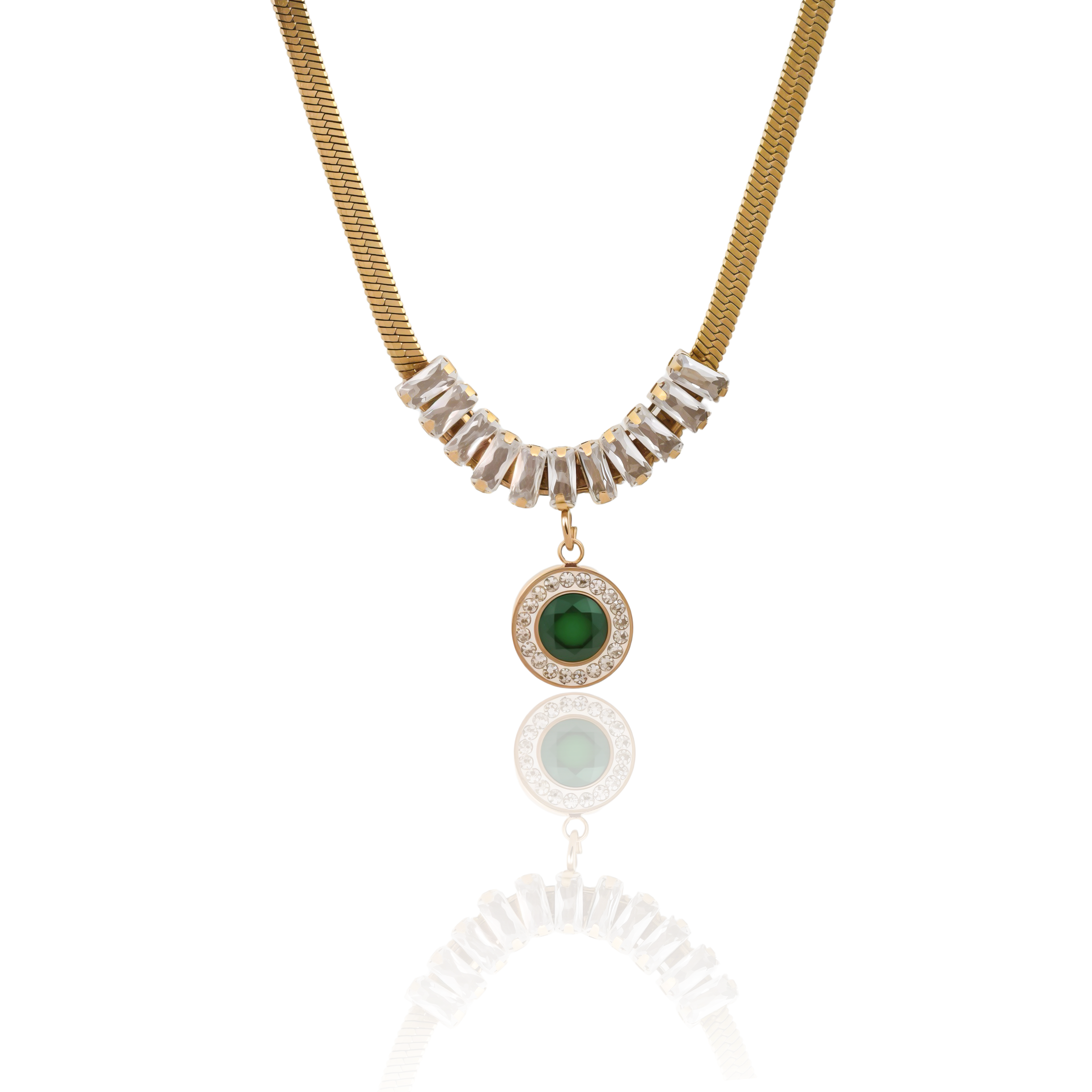 Regal Emerald Gold Plated Jewelry Collection Set