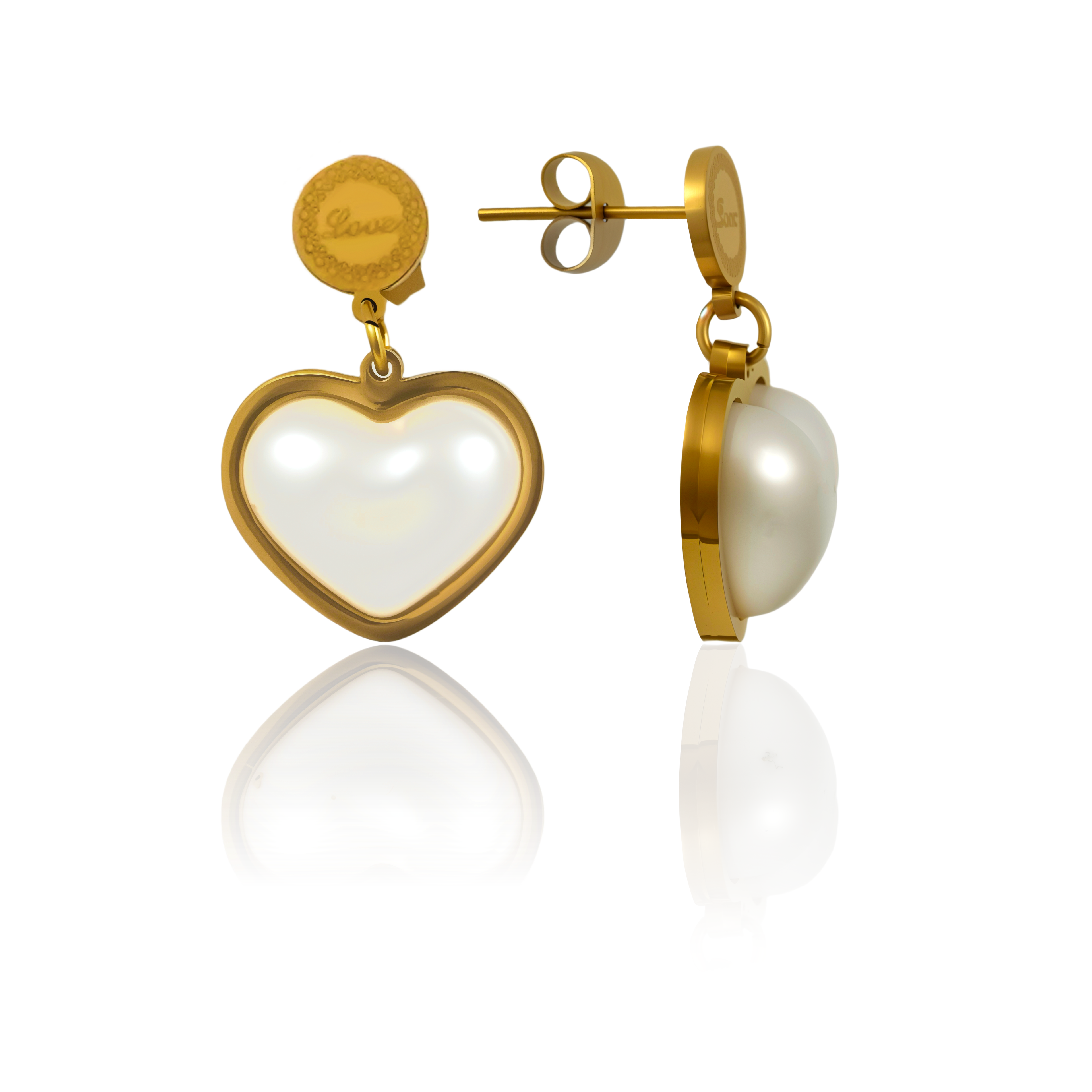 Heart-Shaped Pearl Dangle Earrings