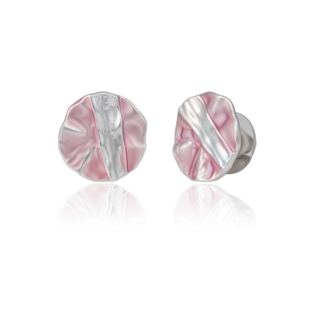 Artistic Textured Disc Necklace with Matching Stud Earrings