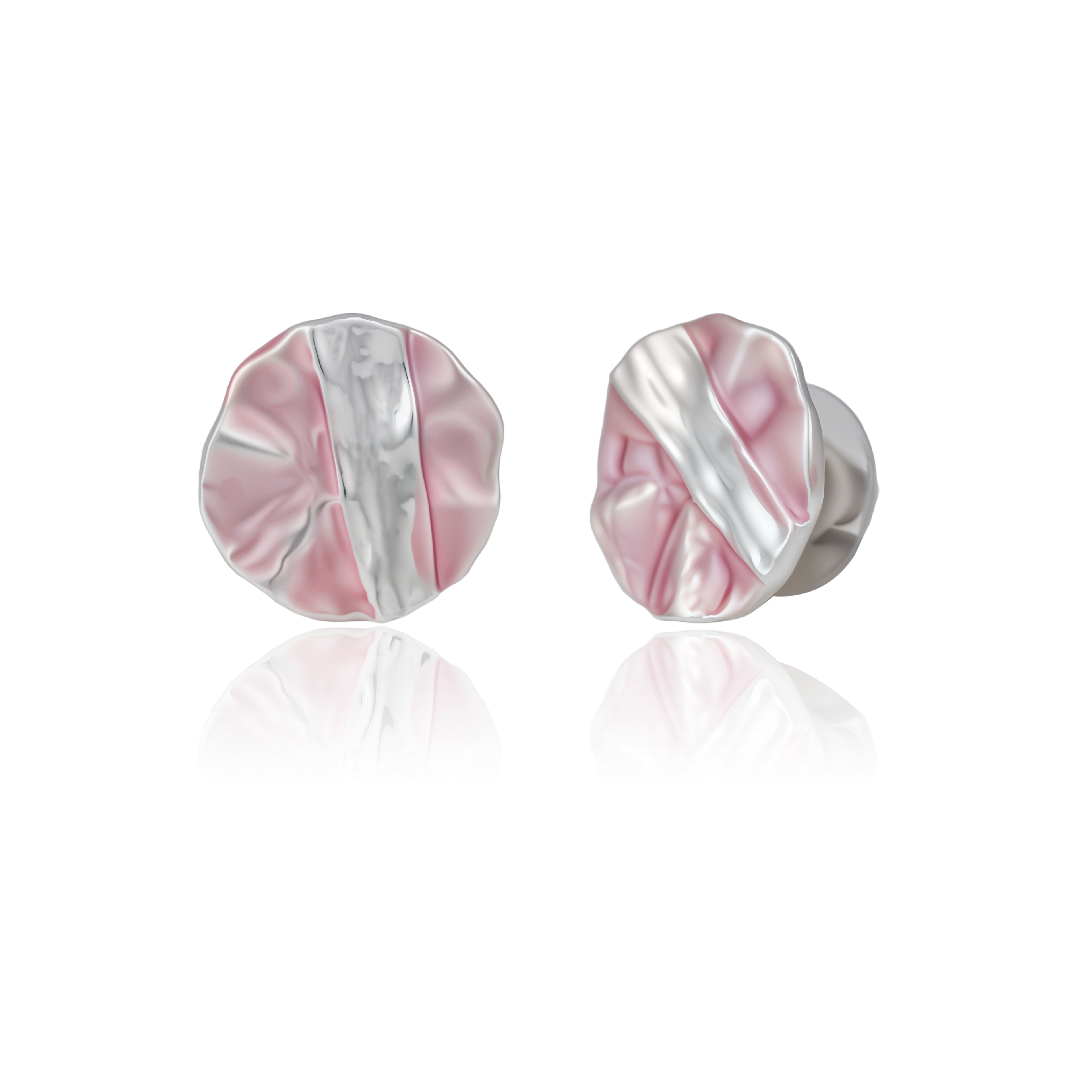 Artistic Textured Disc Necklace with Matching Stud Earrings