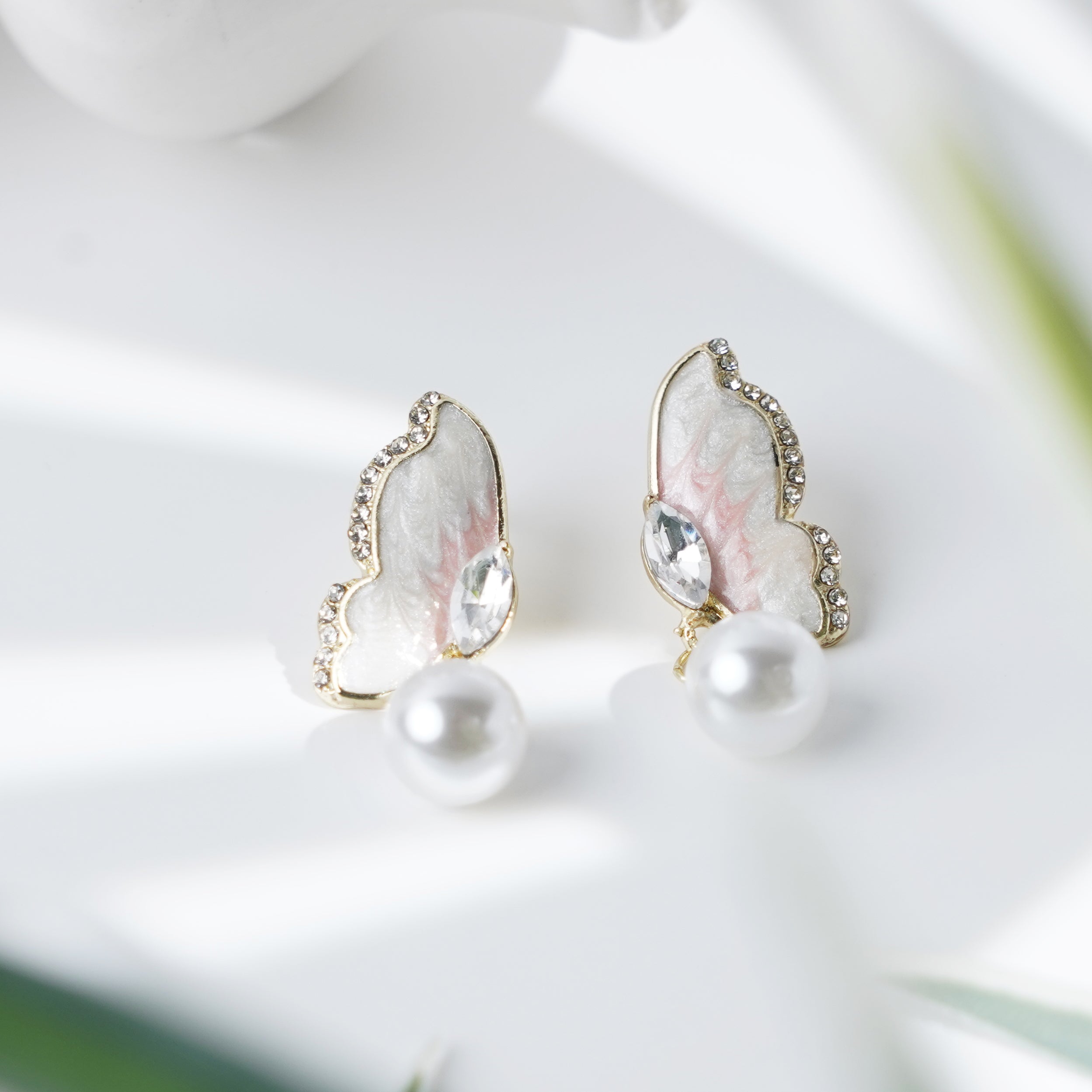 Butterfly Pearl Drop Earrings