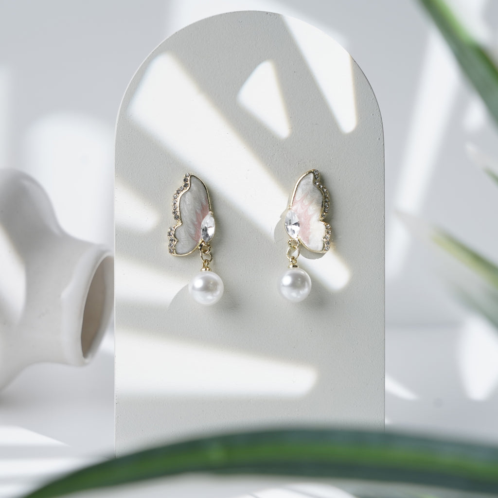 Butterfly Pearl Drop Earrings
