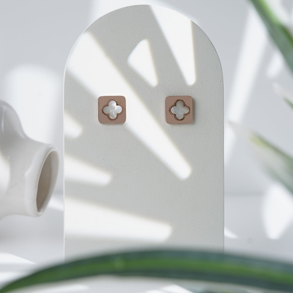 Elegant Four-Leaf Clover Square Earrings for Everyday Glam