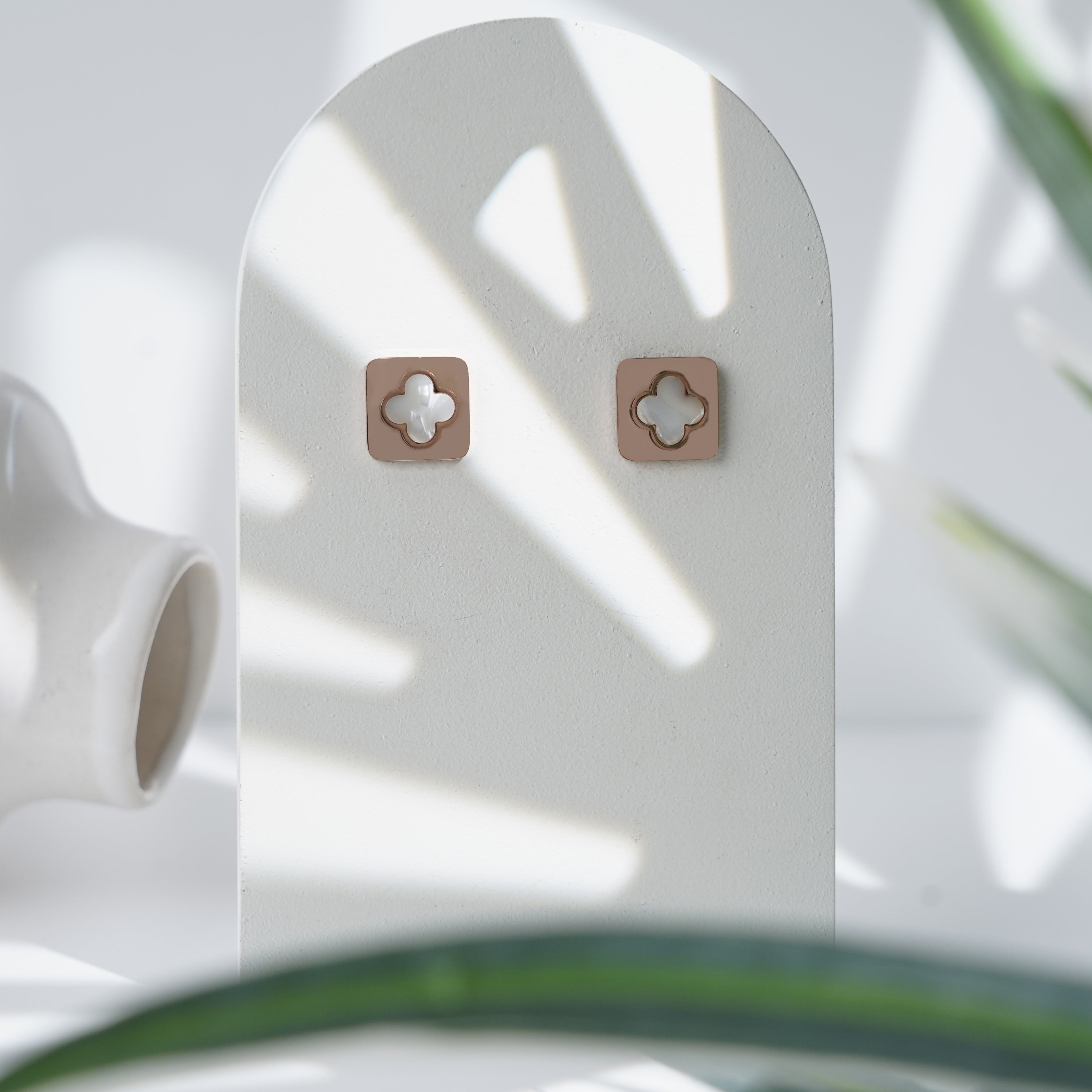 Elegant Four-Leaf Clover Square Earrings for Everyday Glam