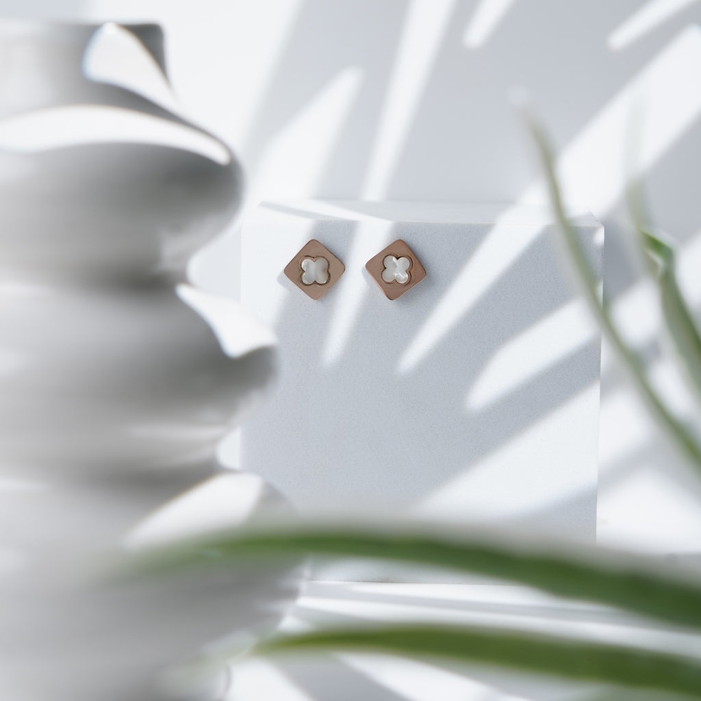 Elegant Four-Leaf Clover Square Earrings for Everyday Glam