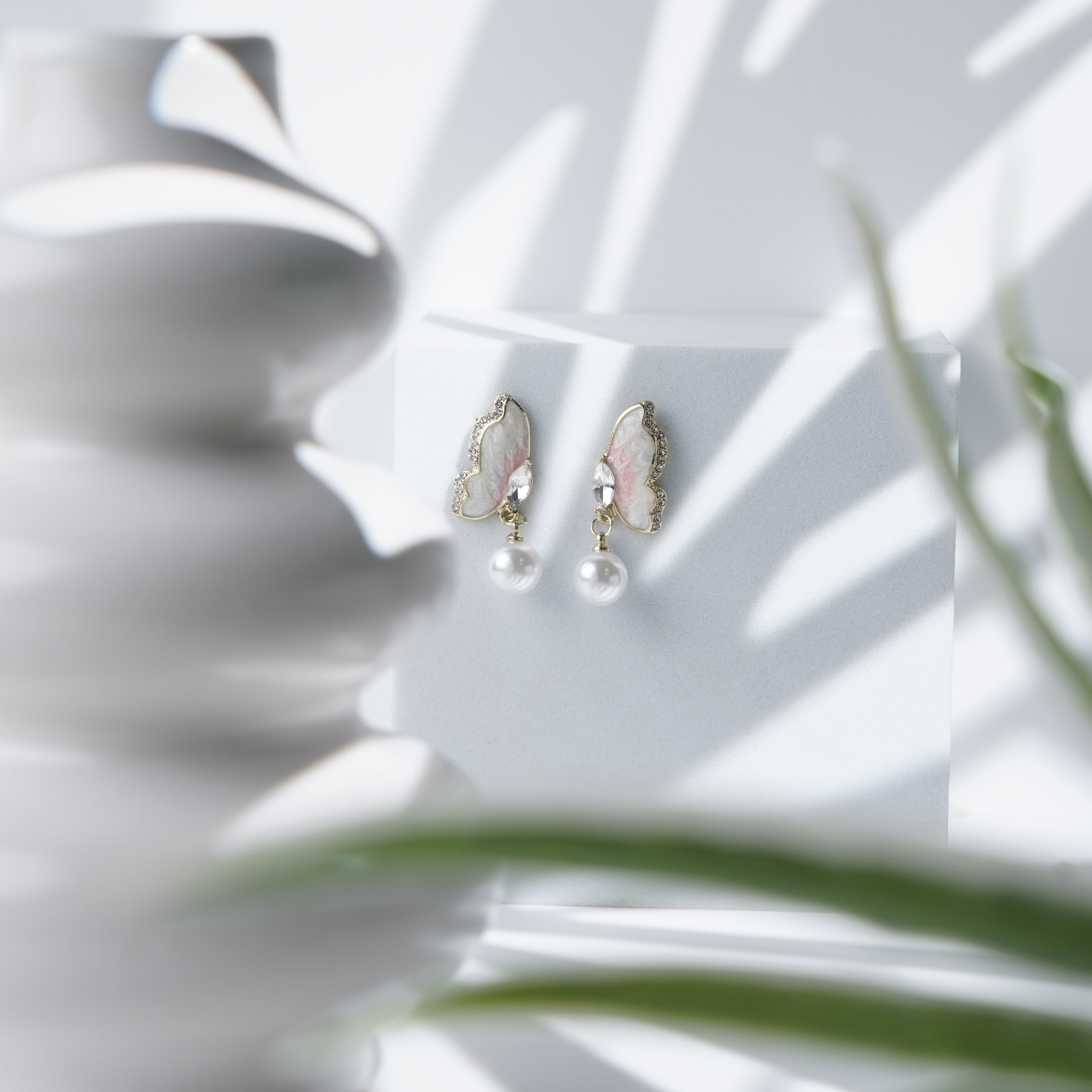 Butterfly Pearl Drop Earrings