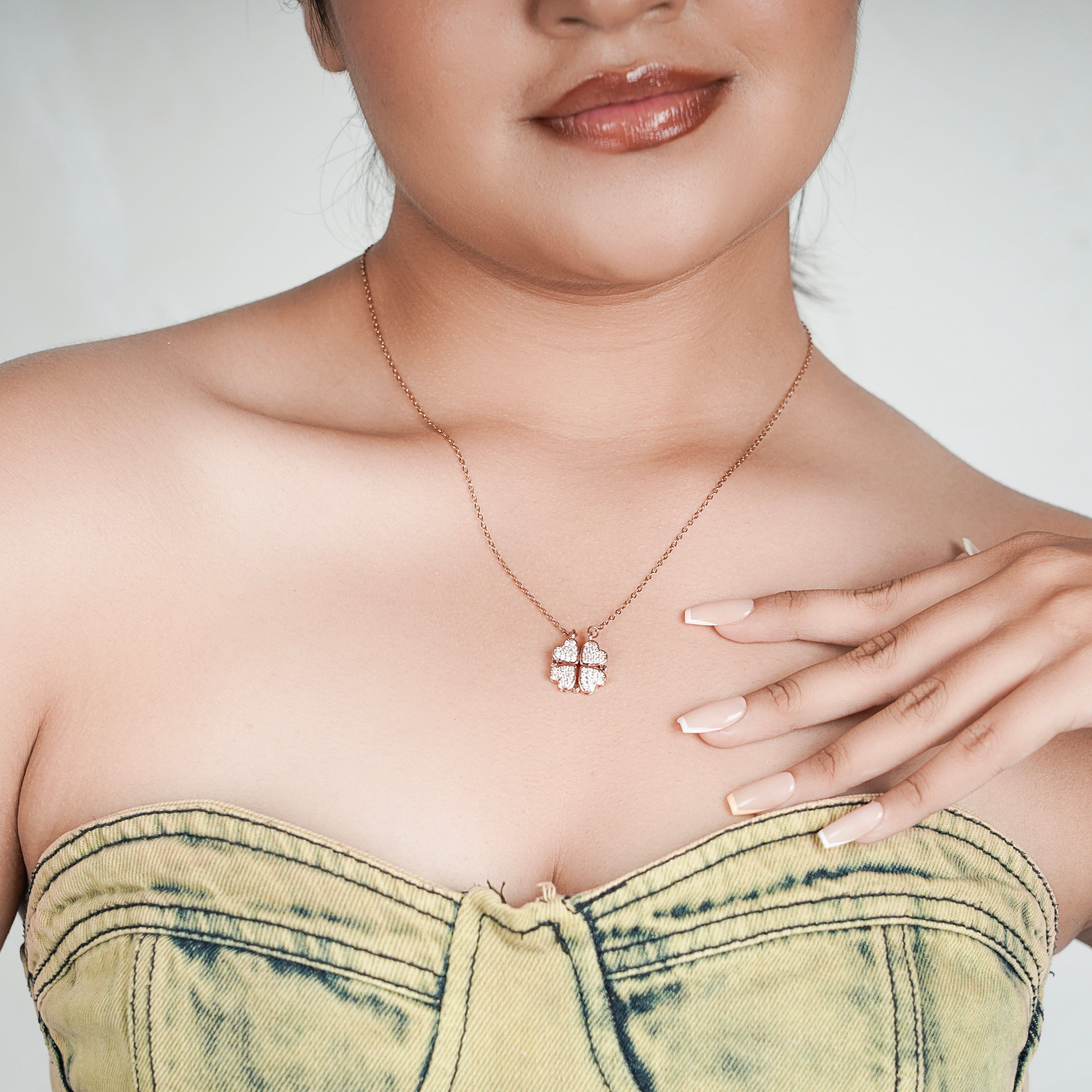 Rose Gold Four-Leaf Clover Pendant Necklace