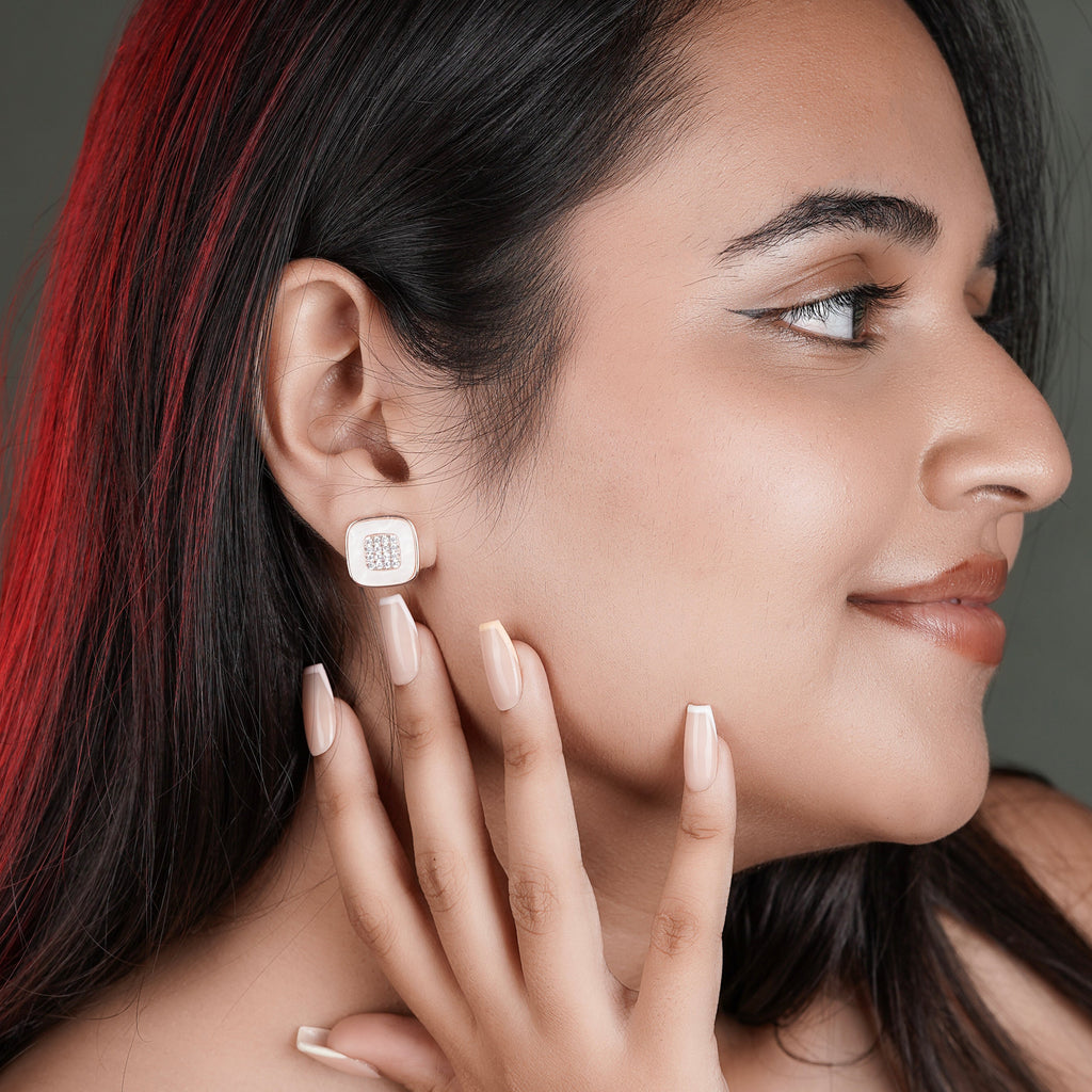 Rose Gold Plated Square Earrings