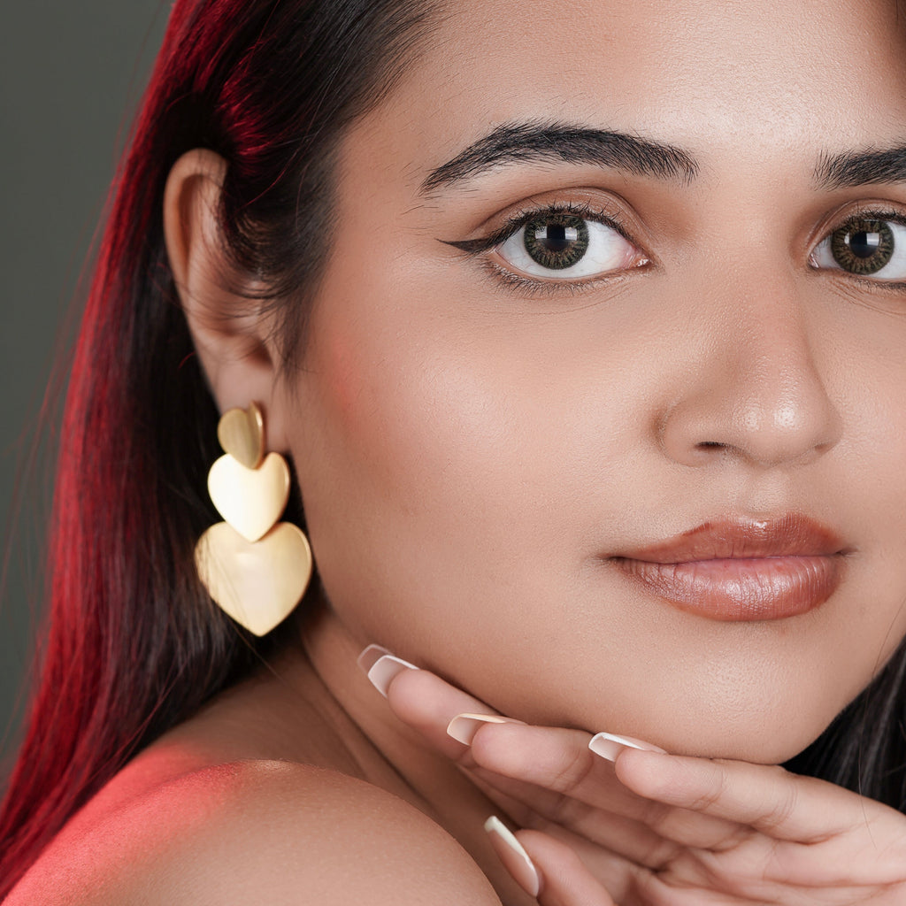 Triple Heart Gold-Tone Earrings