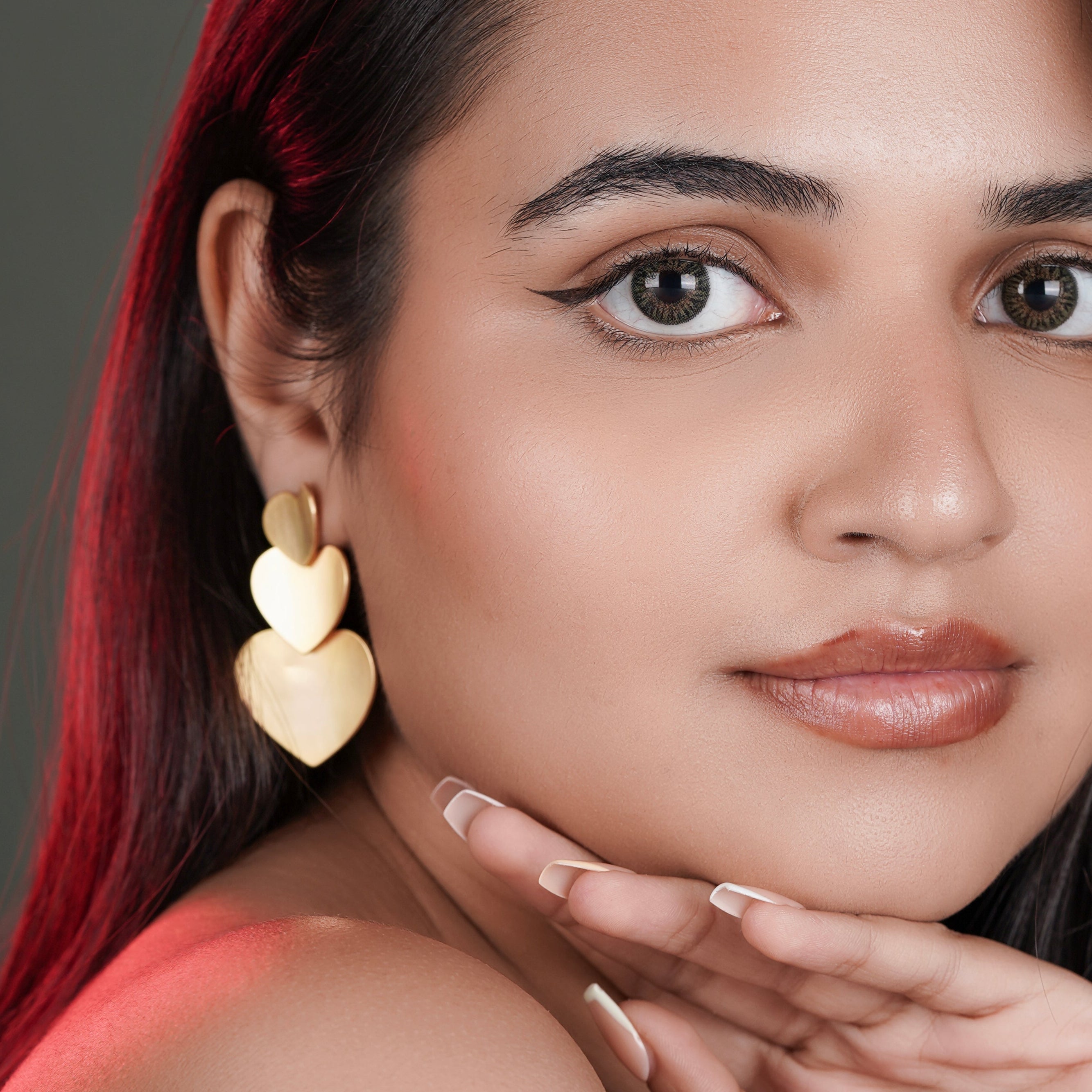 Triple Heart Gold-Tone Earrings