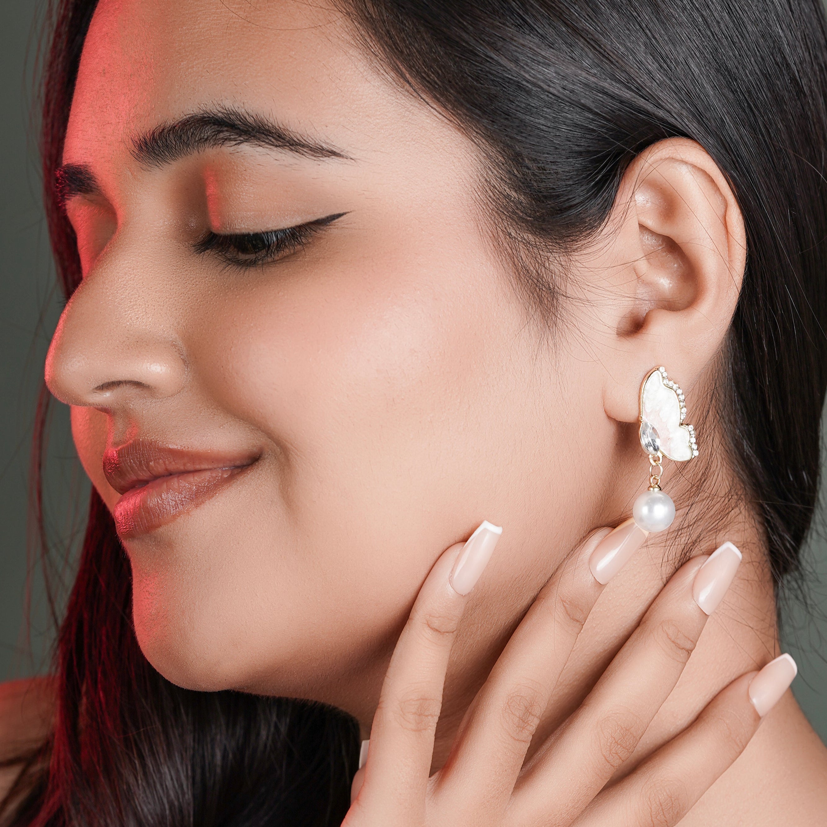 Butterfly Pearl Drop Earrings