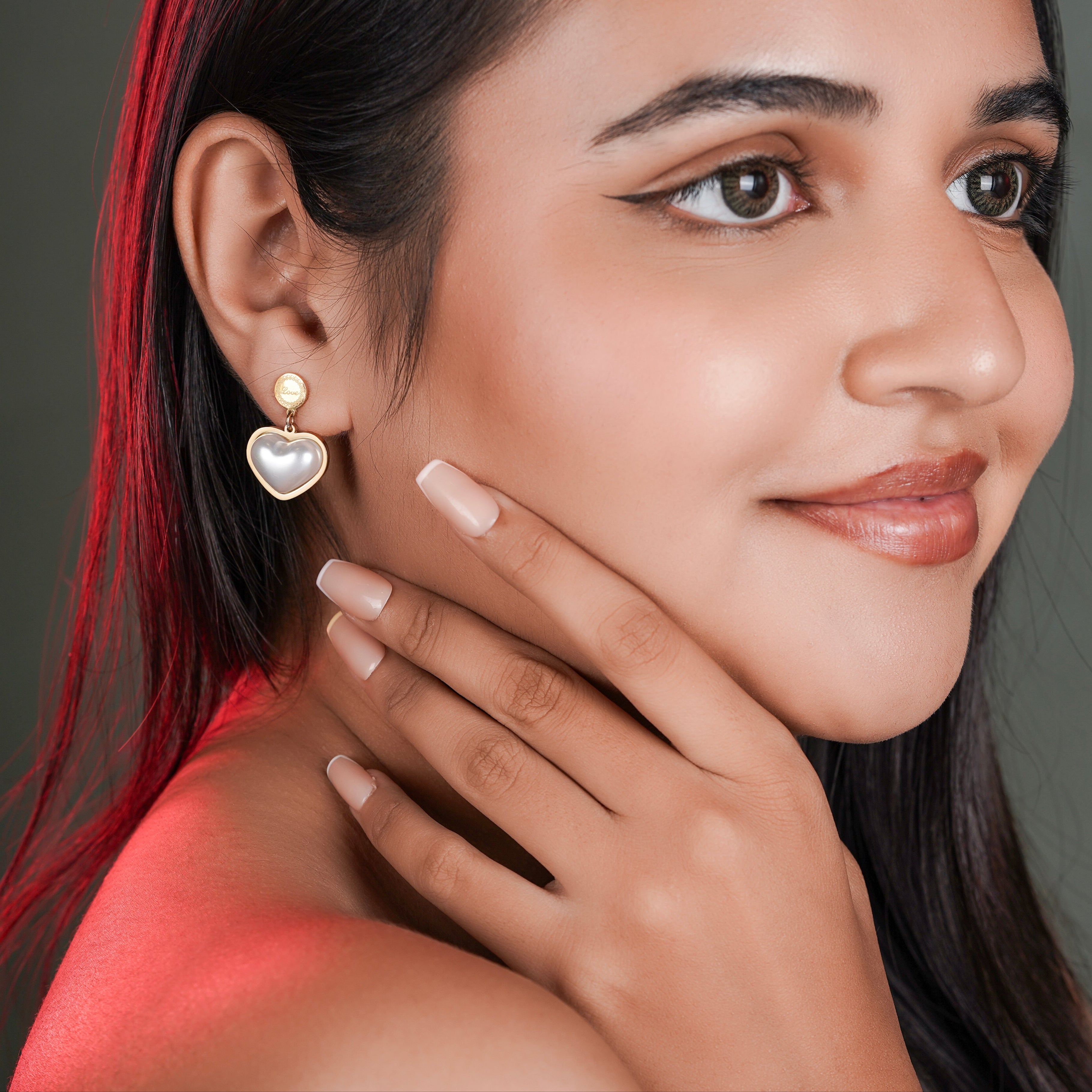 Heart-Shaped Pearl Dangle Earrings