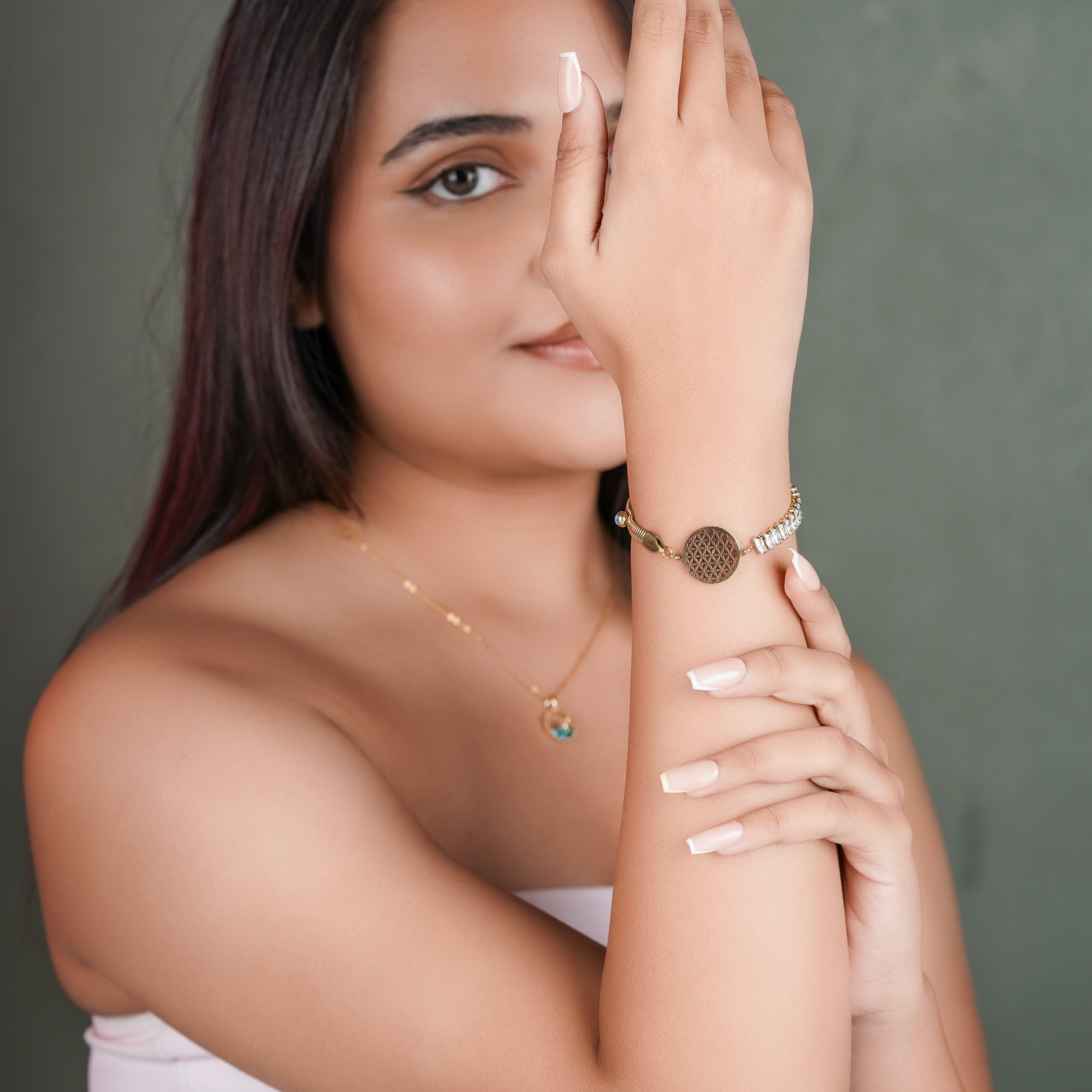 Radiant Flower Motif Evil Eye Bracelet