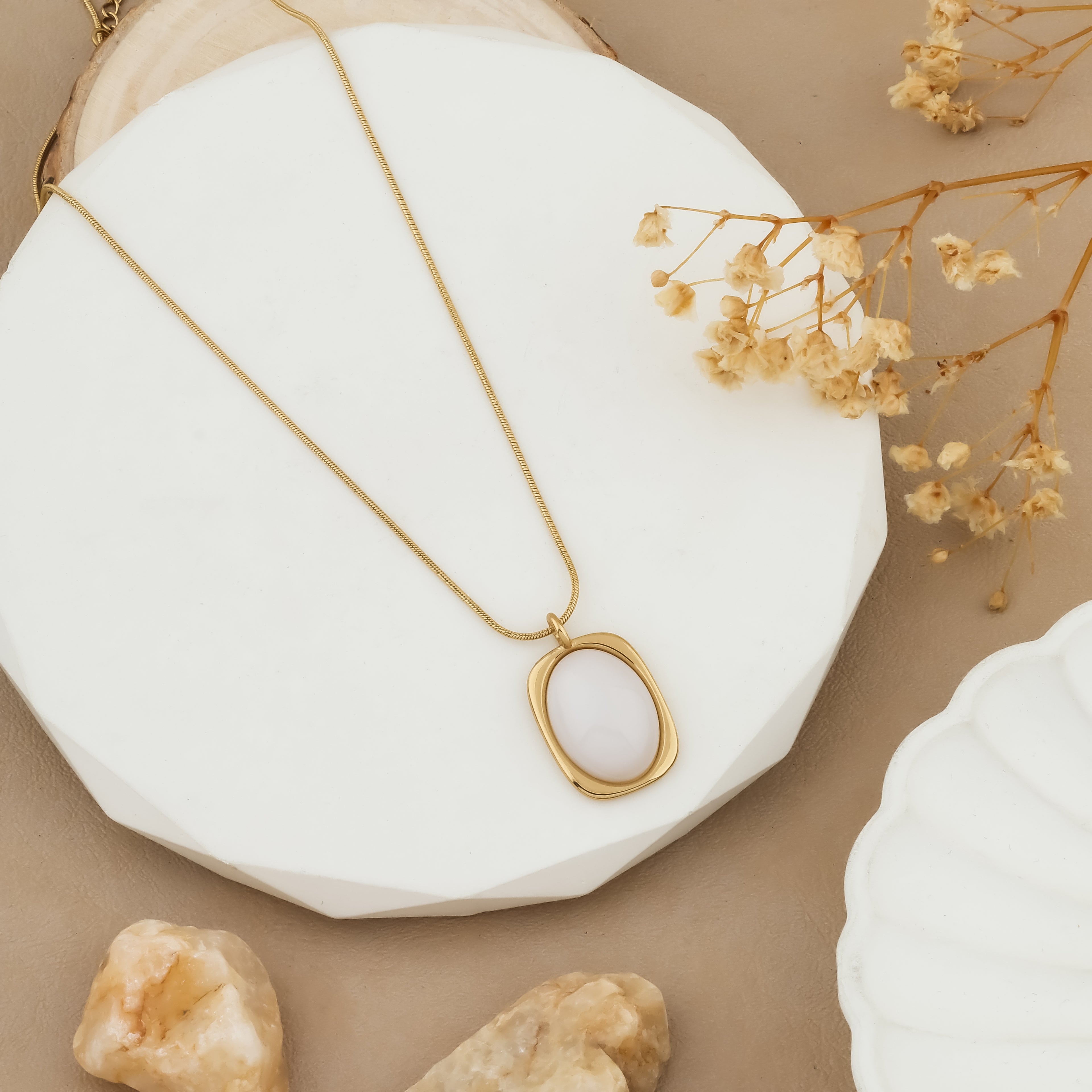 Minimal Luxe White Stone Necklace