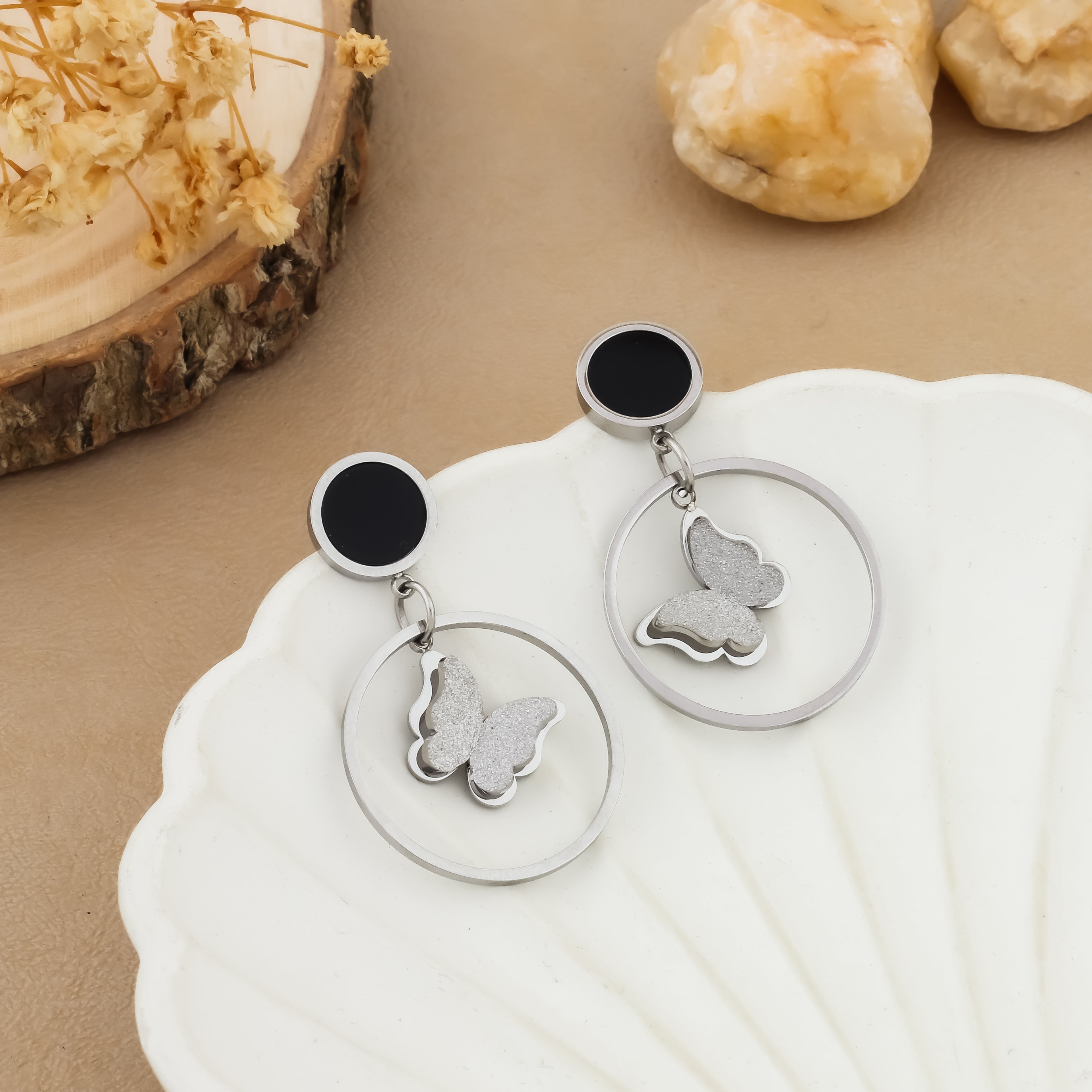 Midnight Flutter Butterfly Drop Earrings