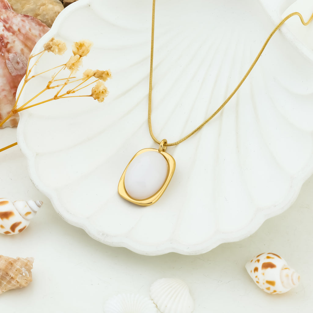 Minimal Luxe White Stone Necklace