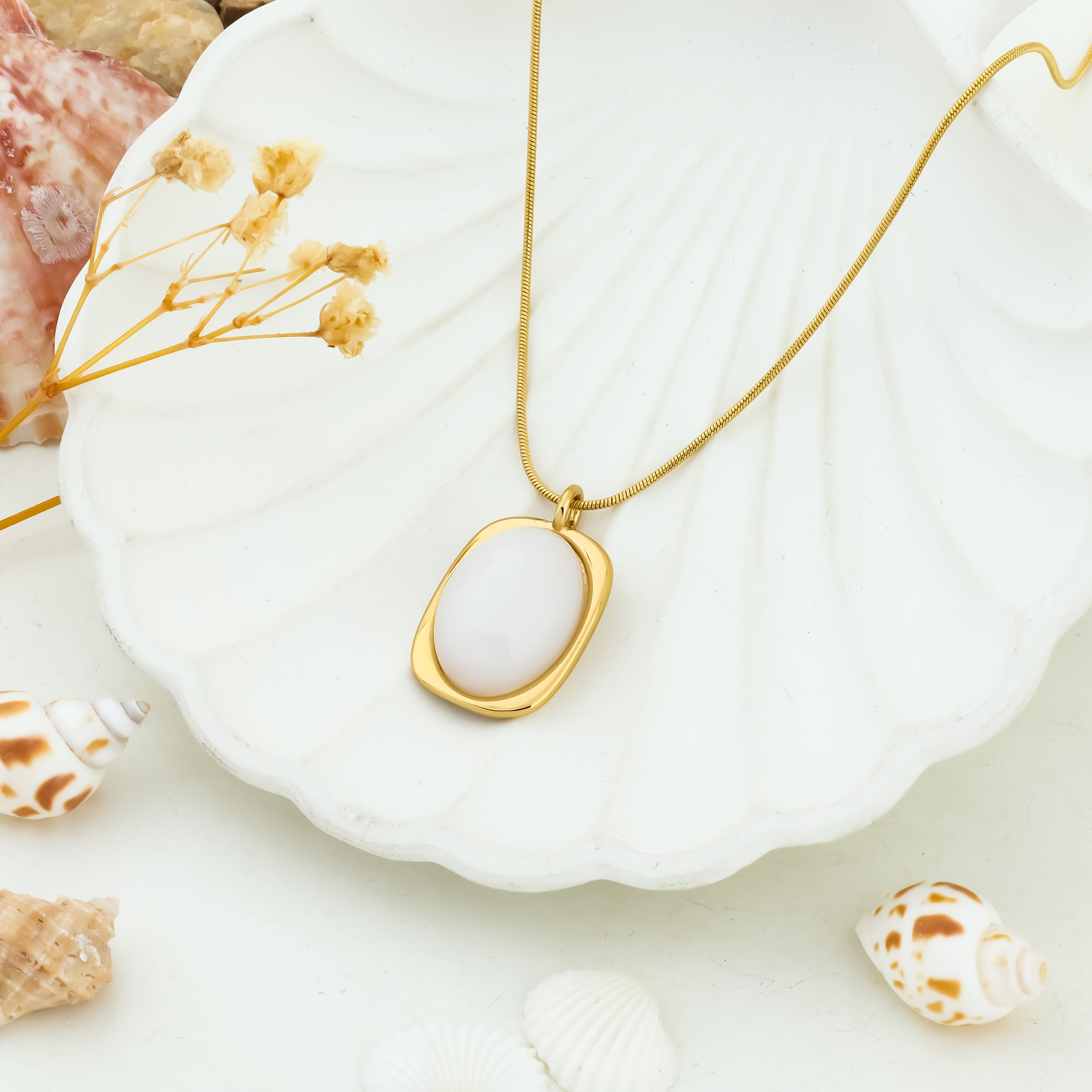 Minimal Luxe White Stone Necklace