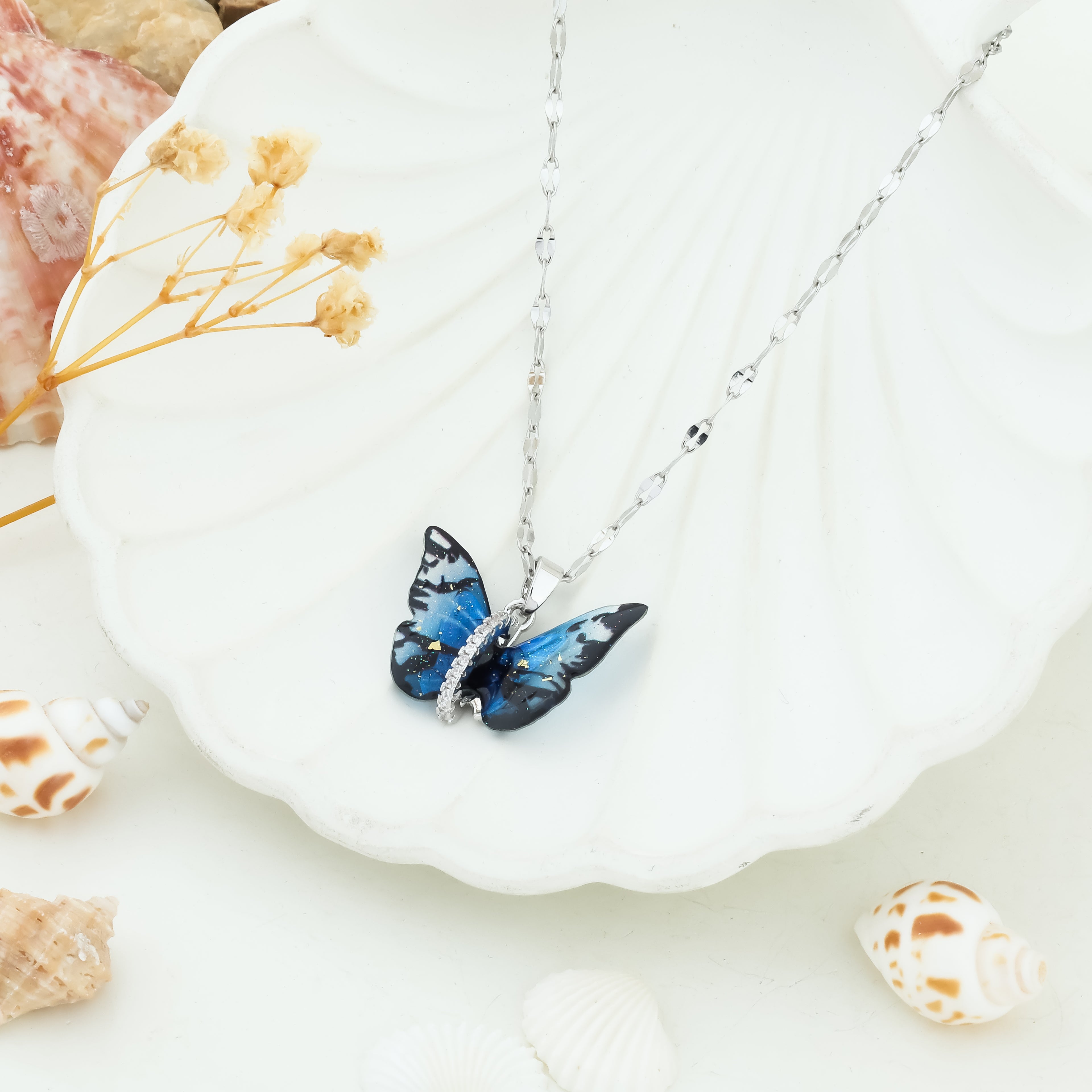 Celestial Wings Emerald Butterfly Necklace