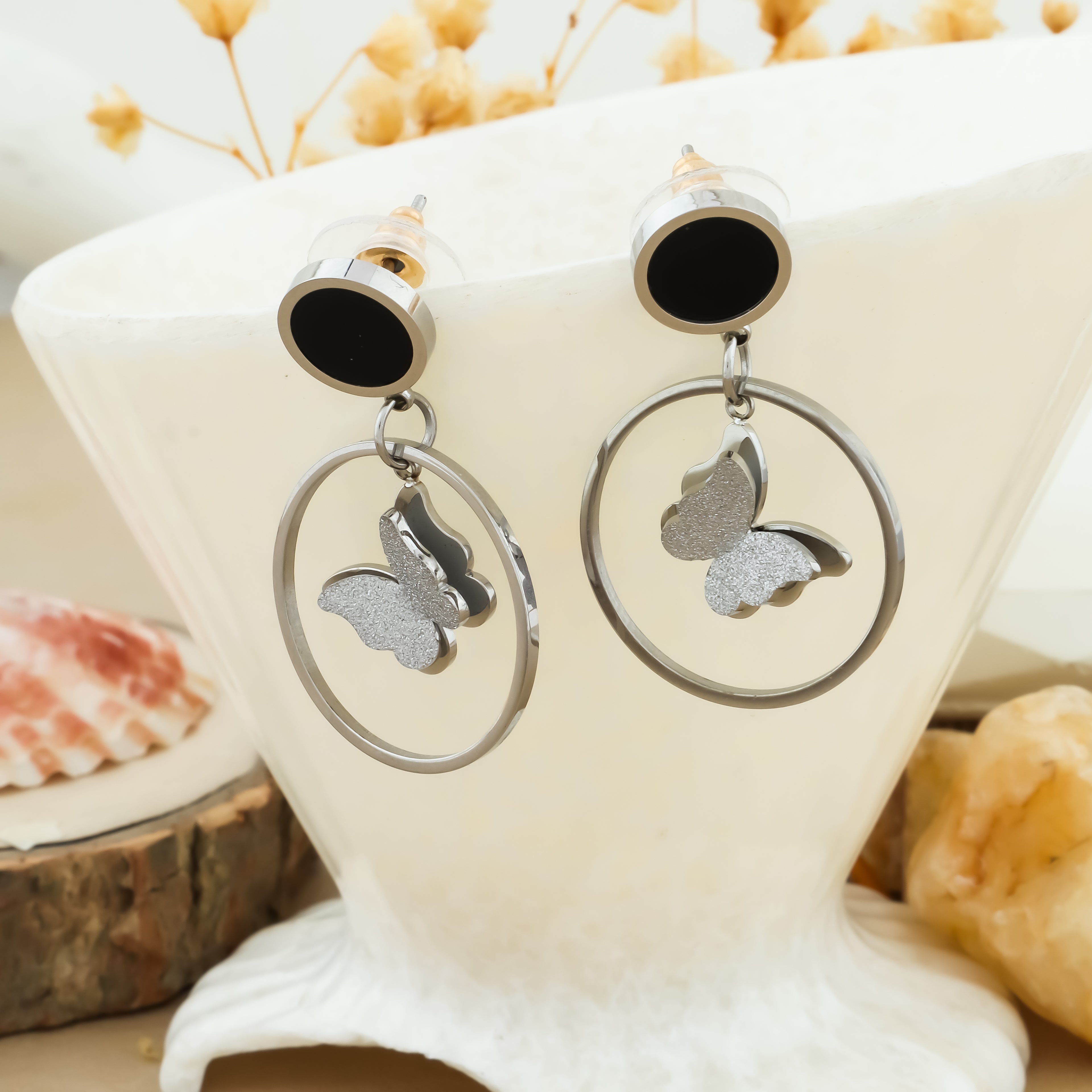 Midnight Flutter Butterfly Drop Earrings