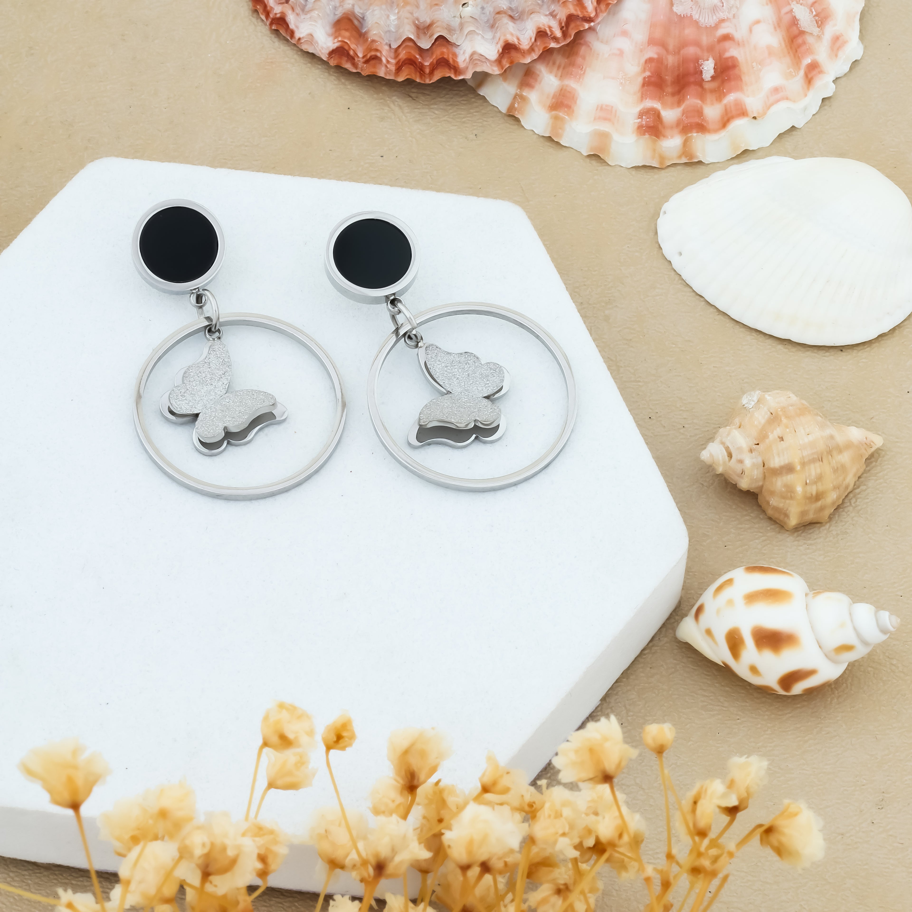 Midnight Flutter Butterfly Drop Earrings