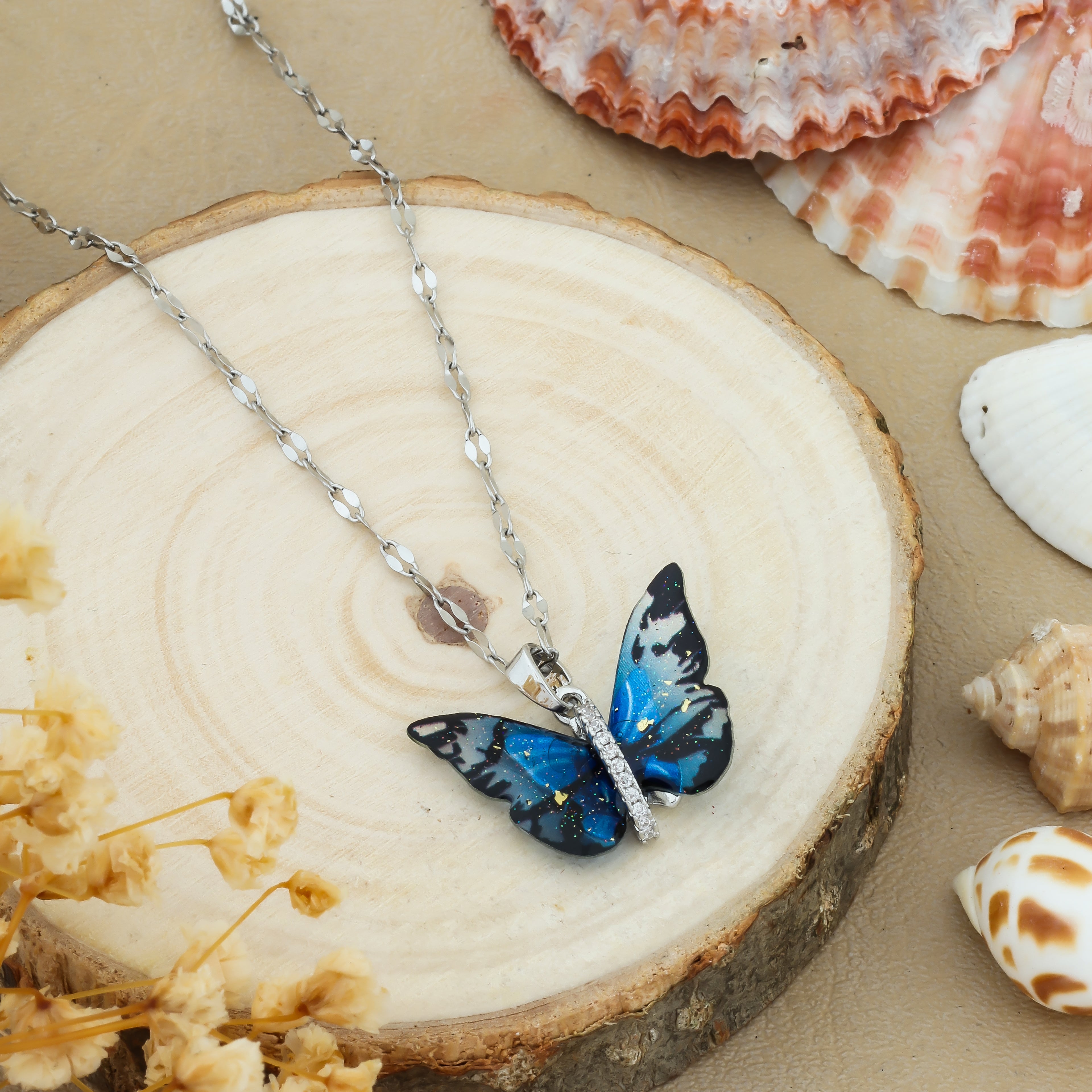 Celestial Wings Emerald Butterfly Necklace