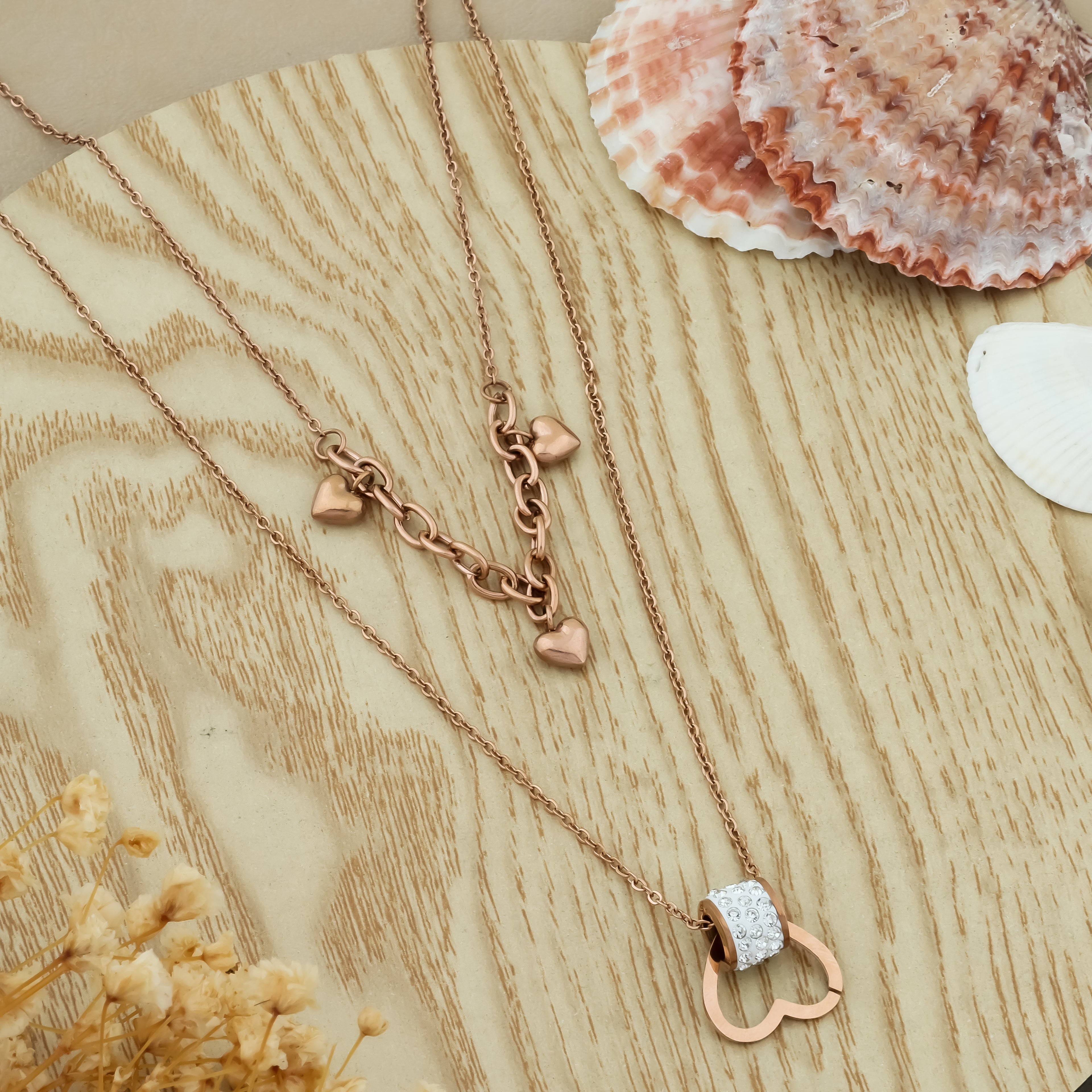 Radiant Hearts Duo Rose Gold Necklace