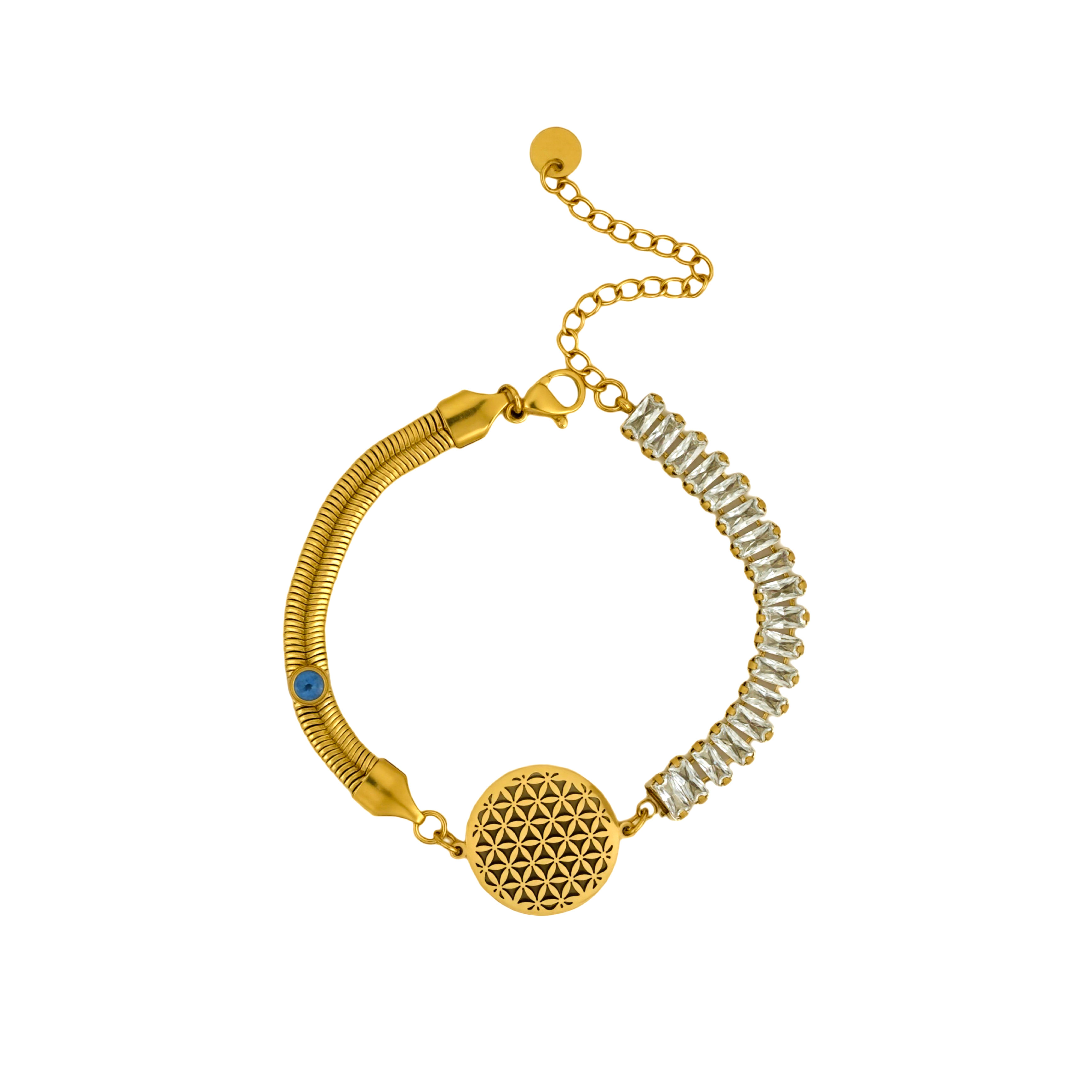 Radiant Flower Motif Evil Eye Bracelet