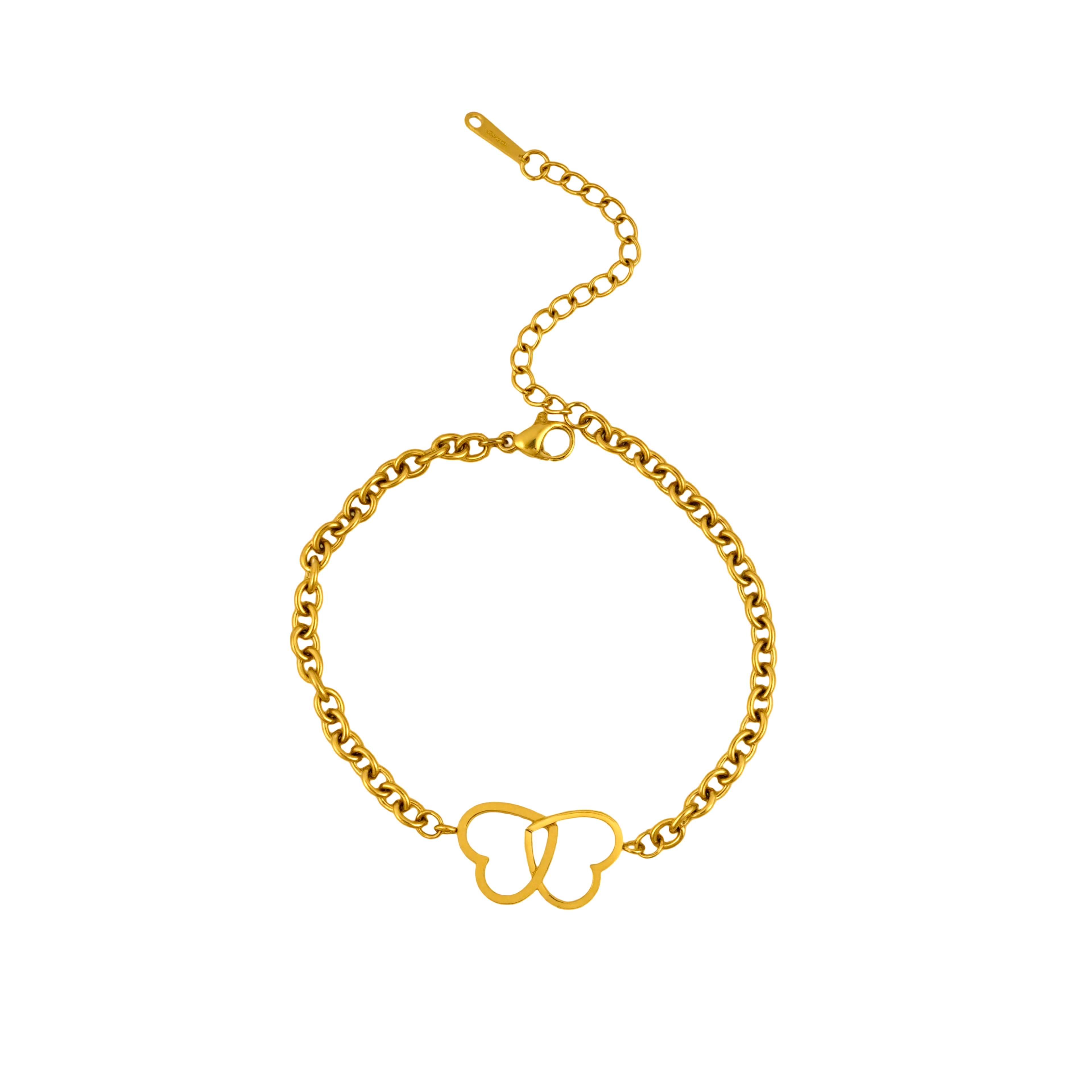 Double Heart Charm Bracelet