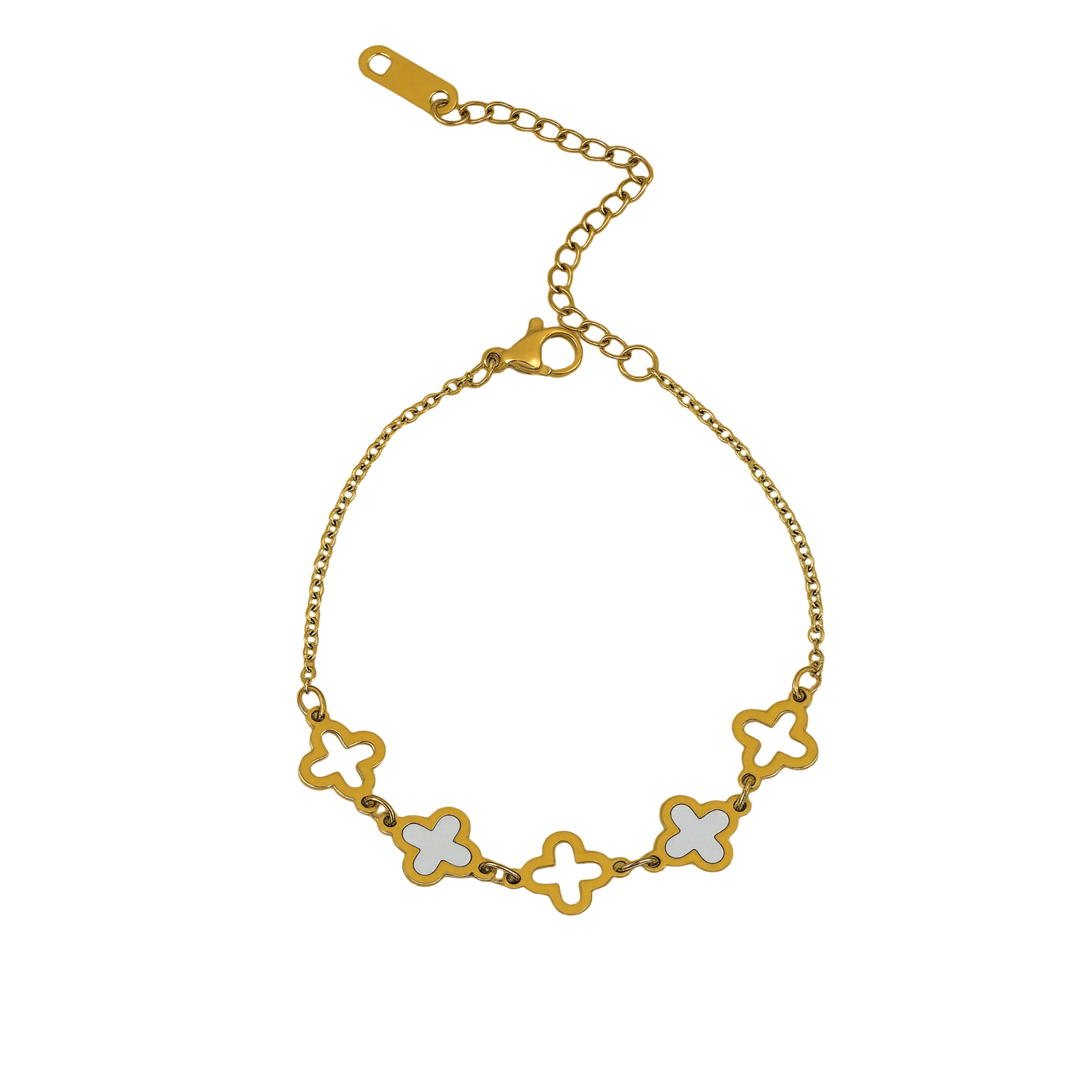 Opulent Mother of Pearl Clover Bracelet
