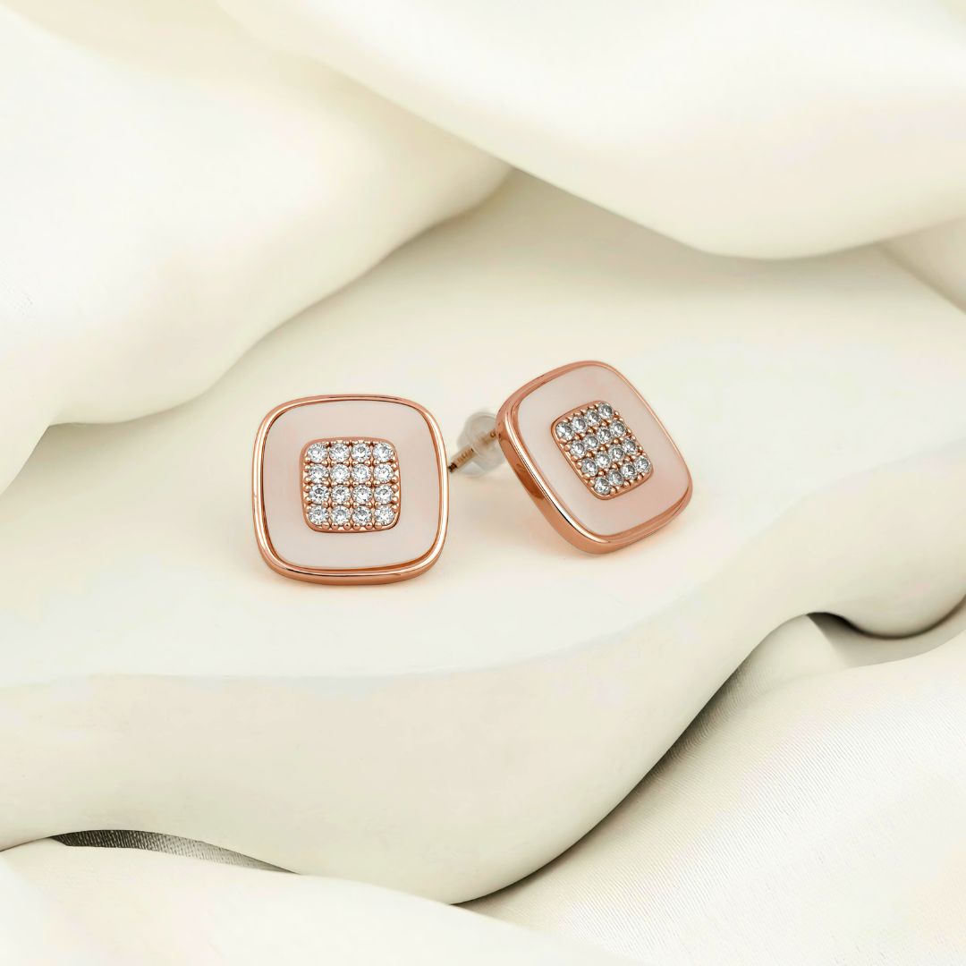 Rose Gold Plated Square Earrings