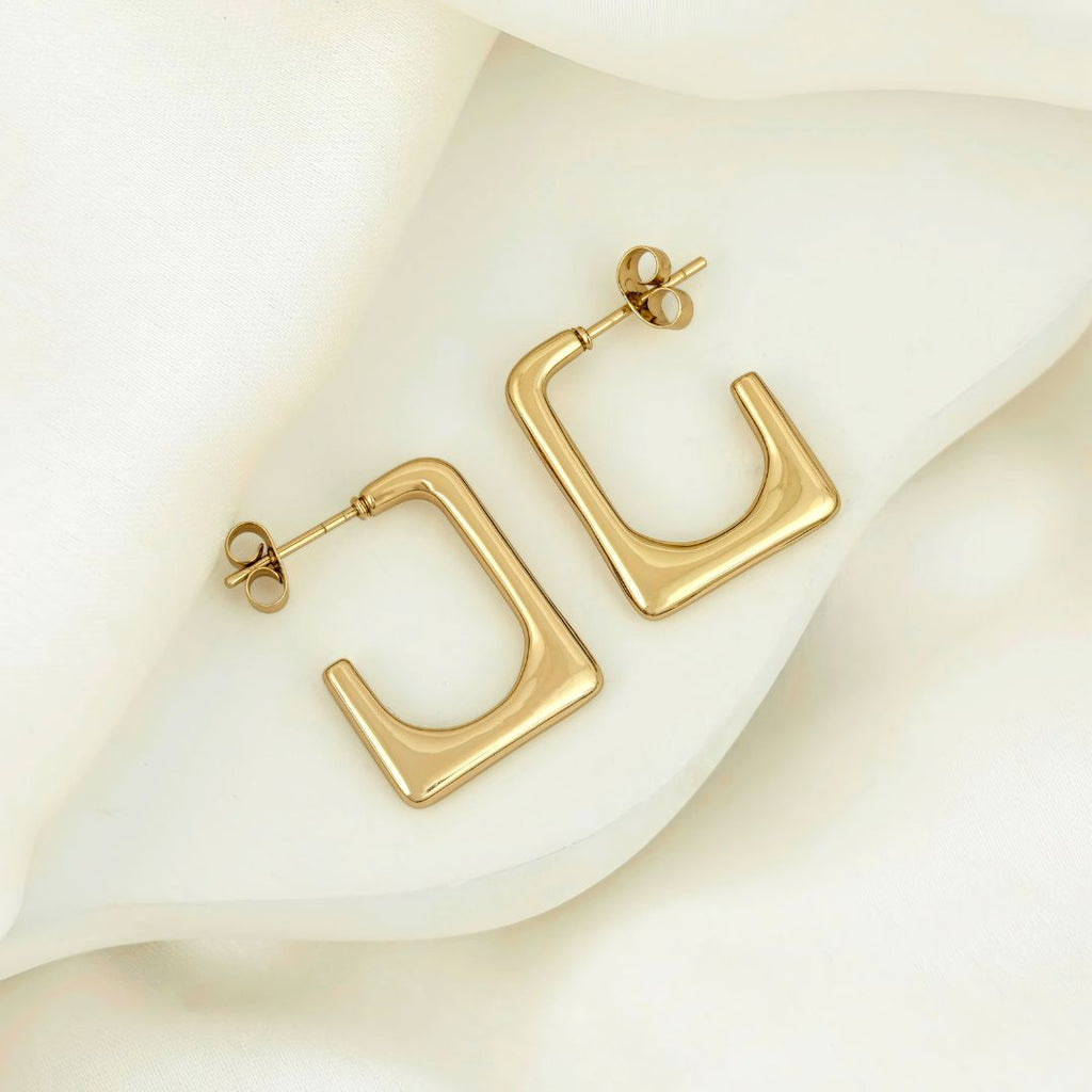Gold Plated Square Hoop Earrings
