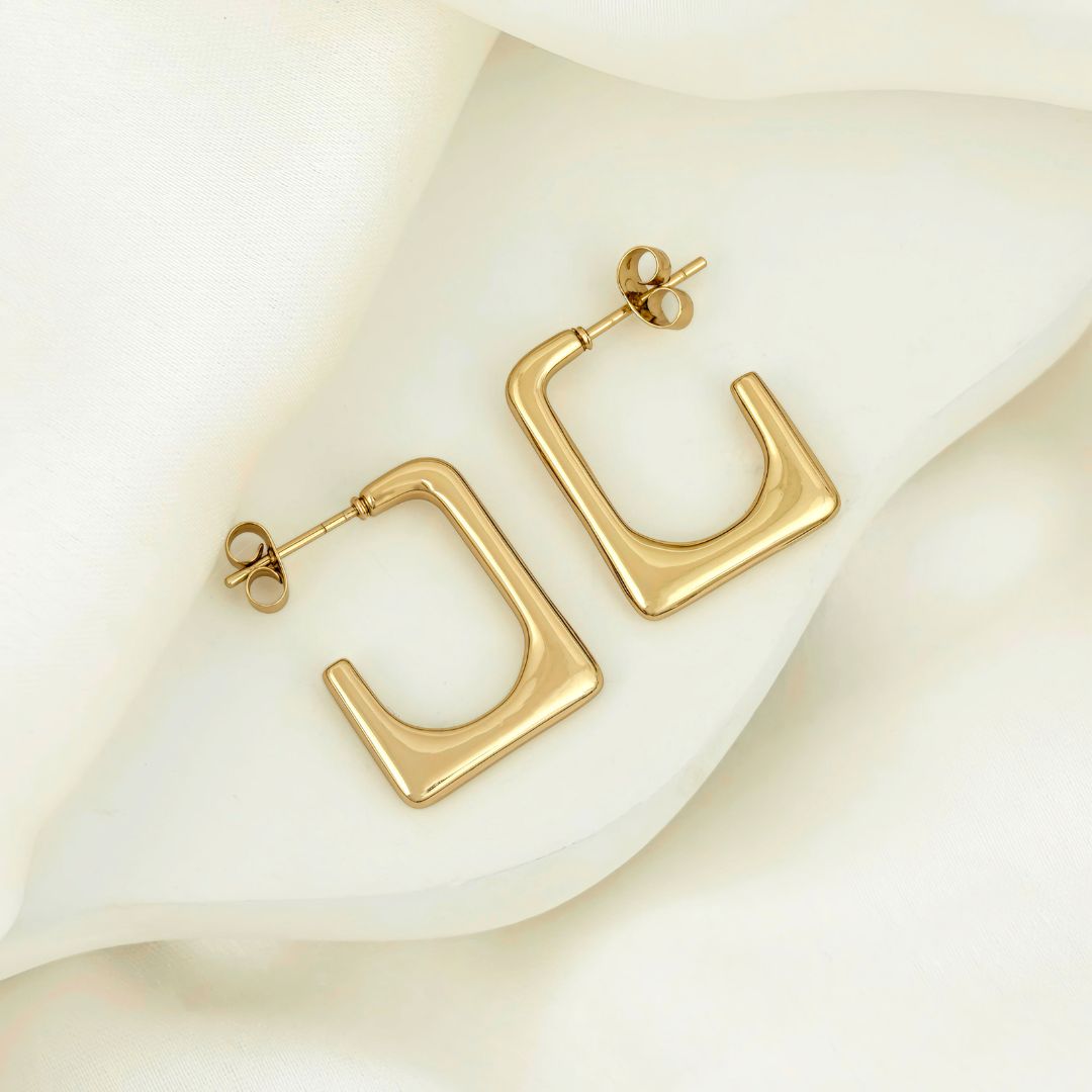 Gold Plated Square Hoop Earrings