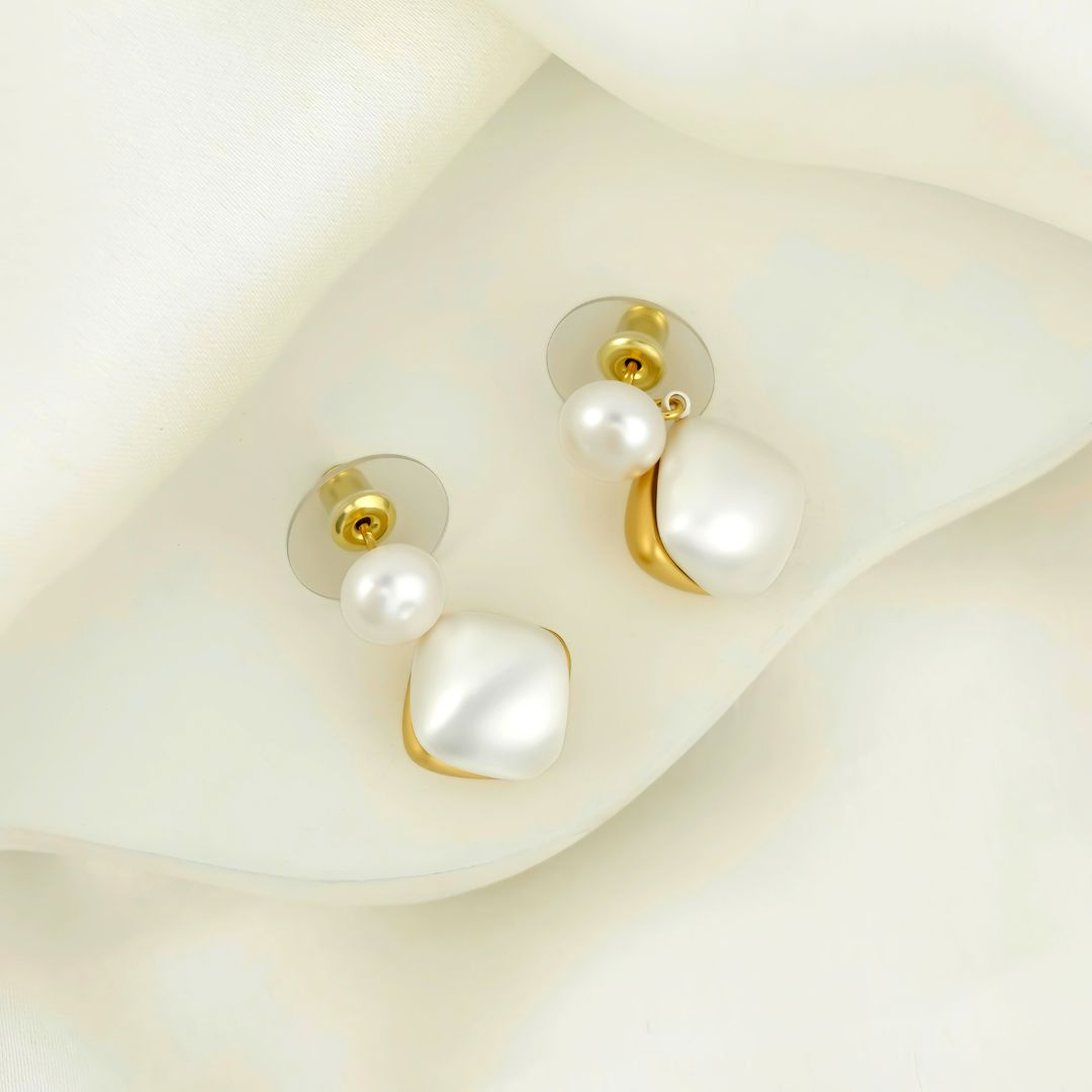 Dual Pearl Drop Earrings