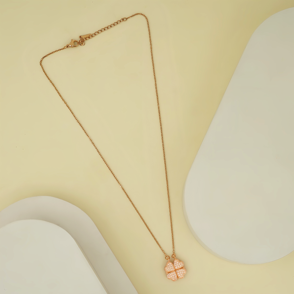 Rose Gold Four-Leaf Clover Pendant Necklace