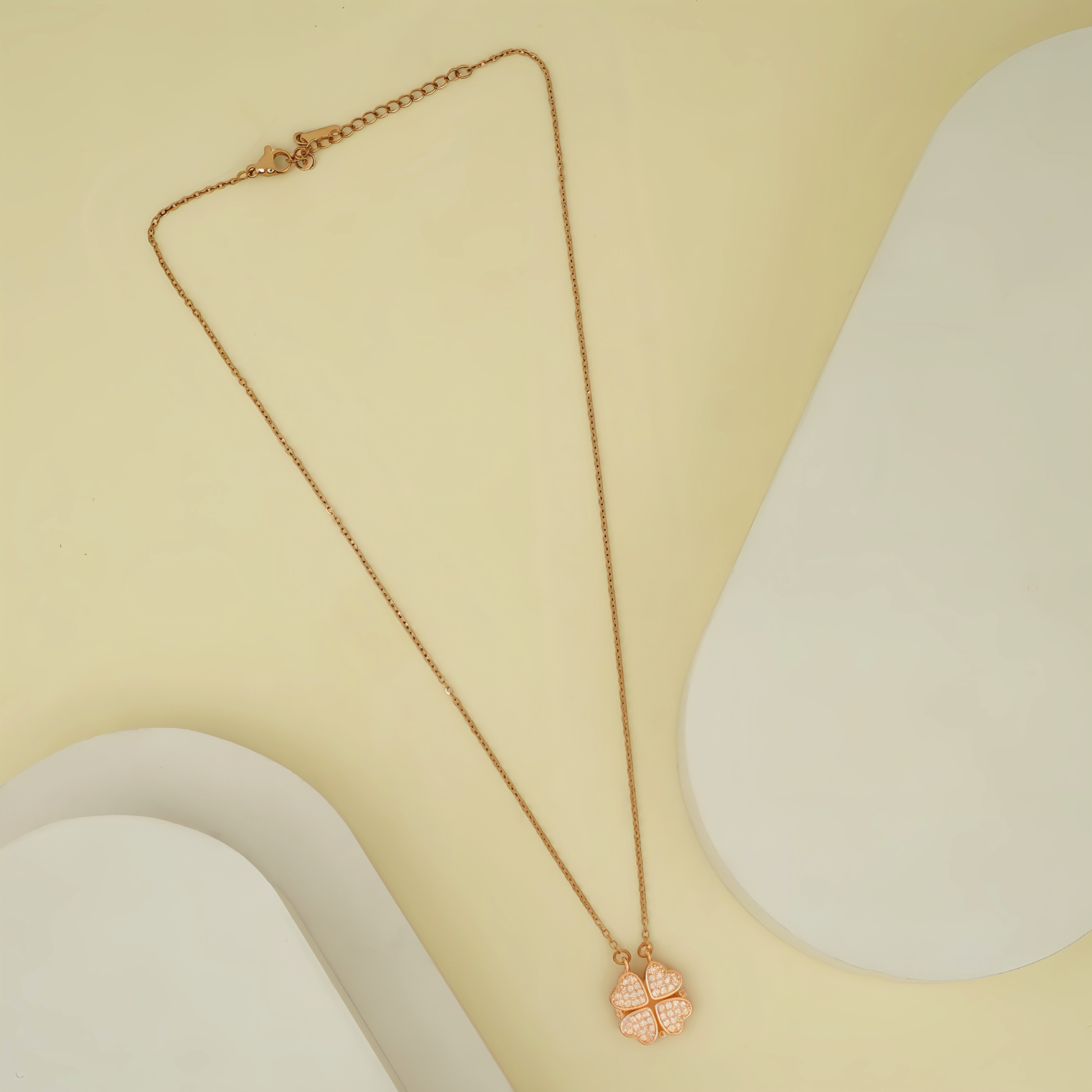 Rose Gold Four-Leaf Clover Pendant Necklace