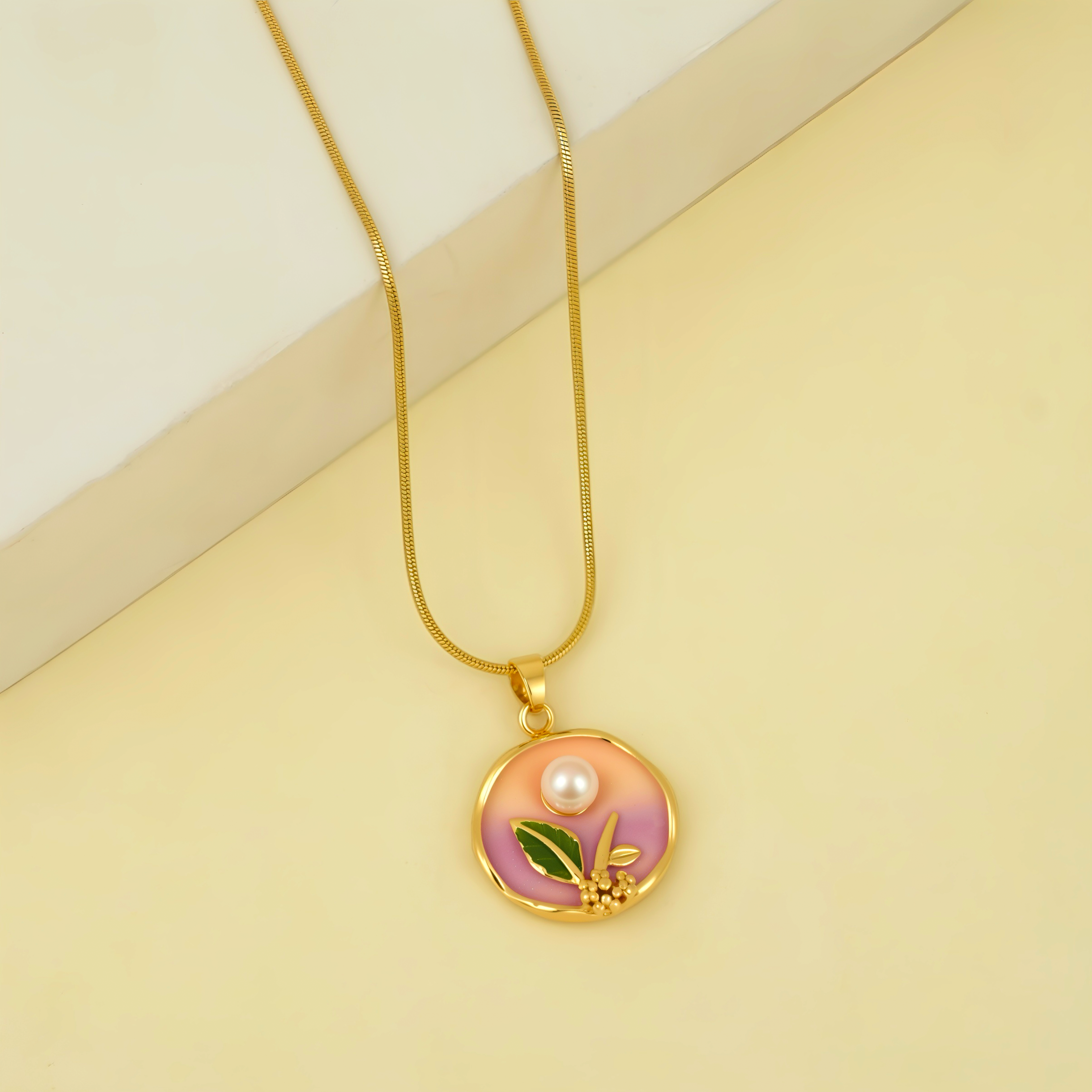 Harmony Pearl & Leaf Gold-Plated Pendant Necklace