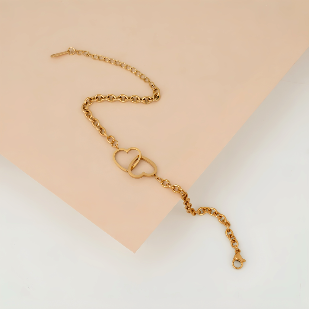 Double Heart Charm Bracelet